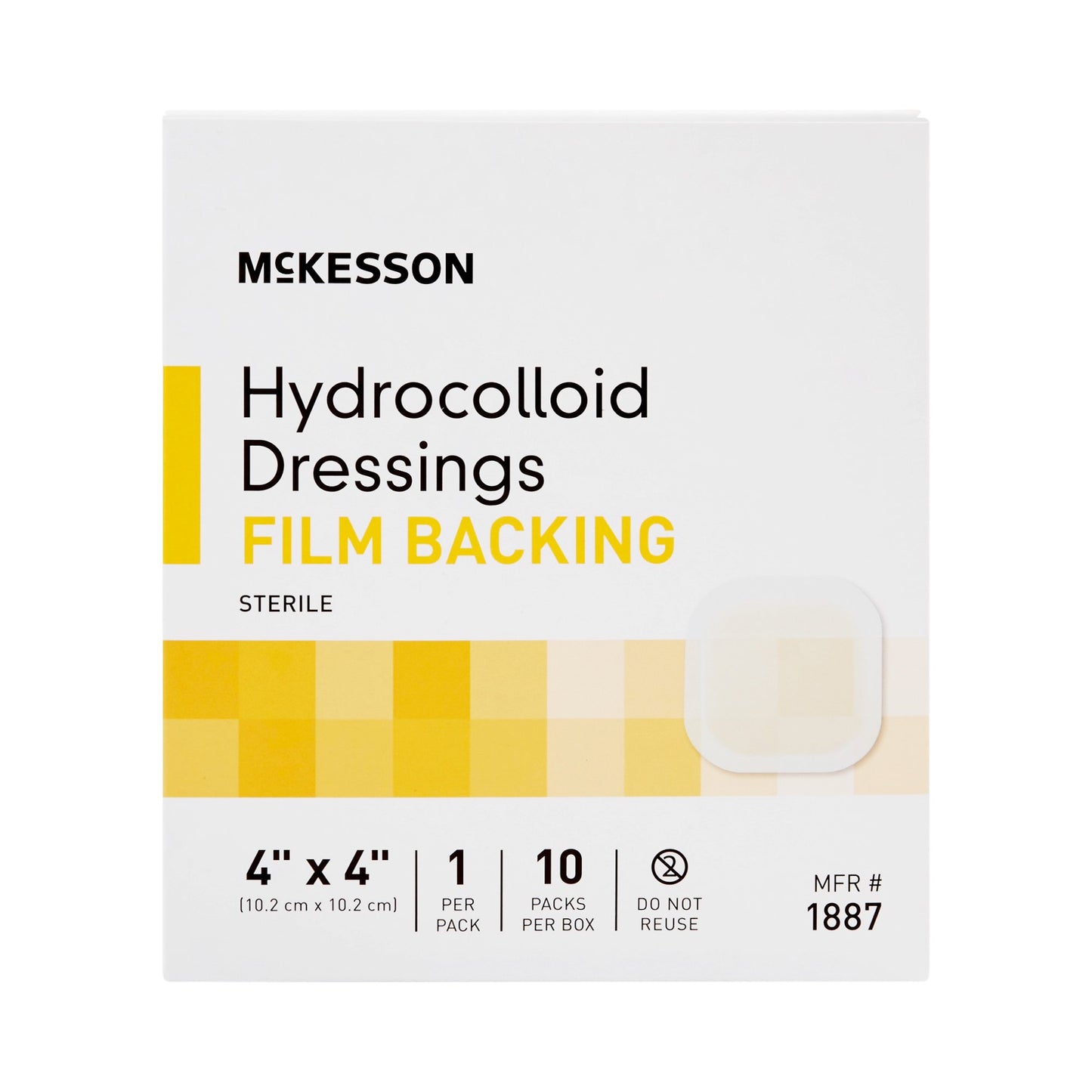 DRESSING, HYDROCOLLOID FILM-BCK STR 4X4"(10/BX 20B