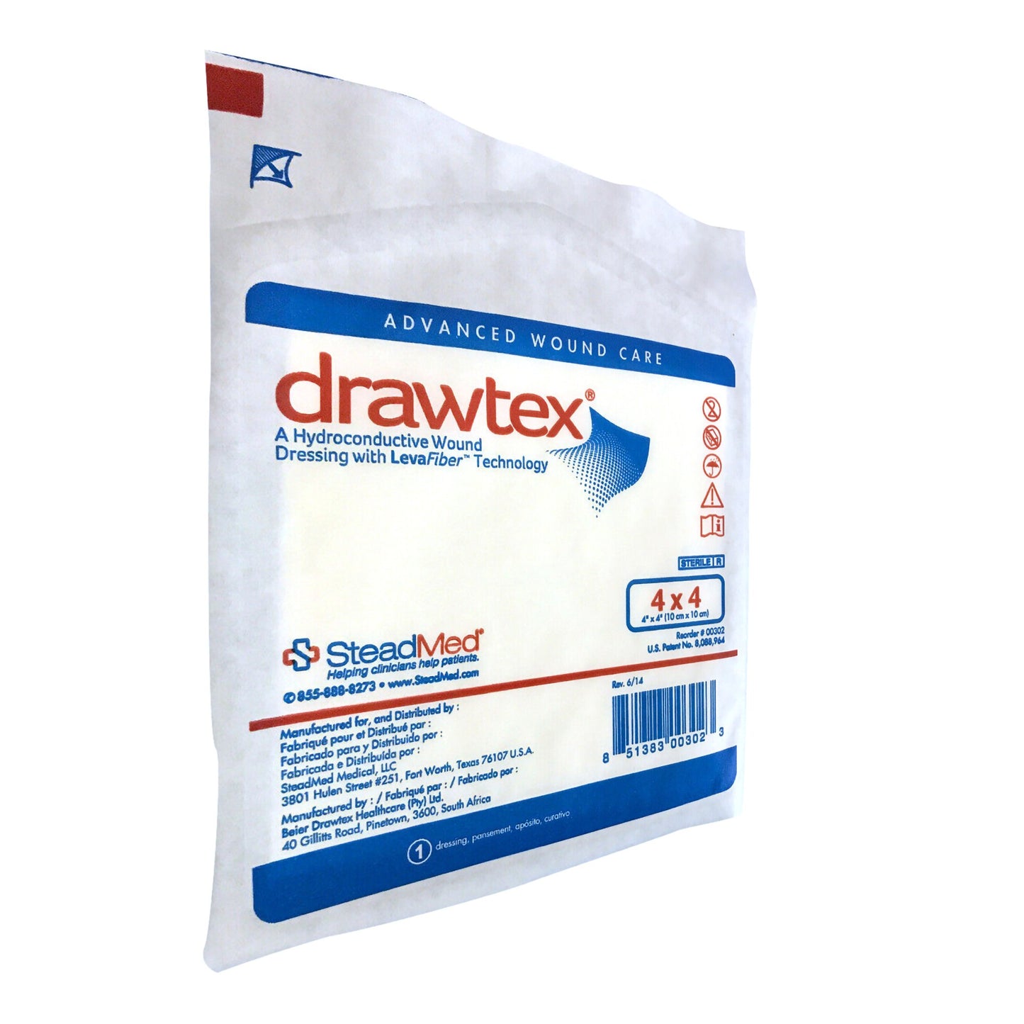 DRESSING, WND W/LEVA FIBER 4X4EA SWISAM