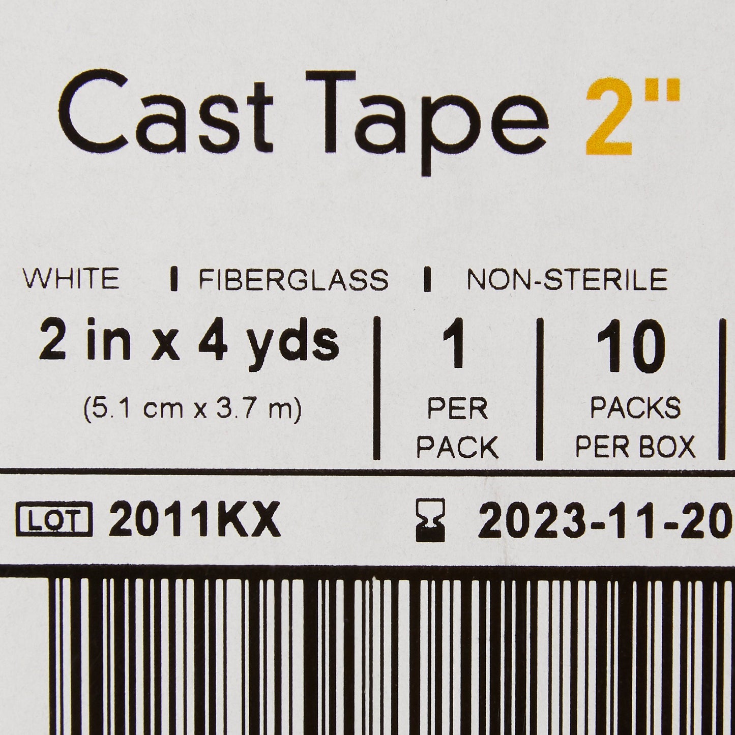 TAPE, CAST WHT LF 2"X4YDS (10RL/BX)