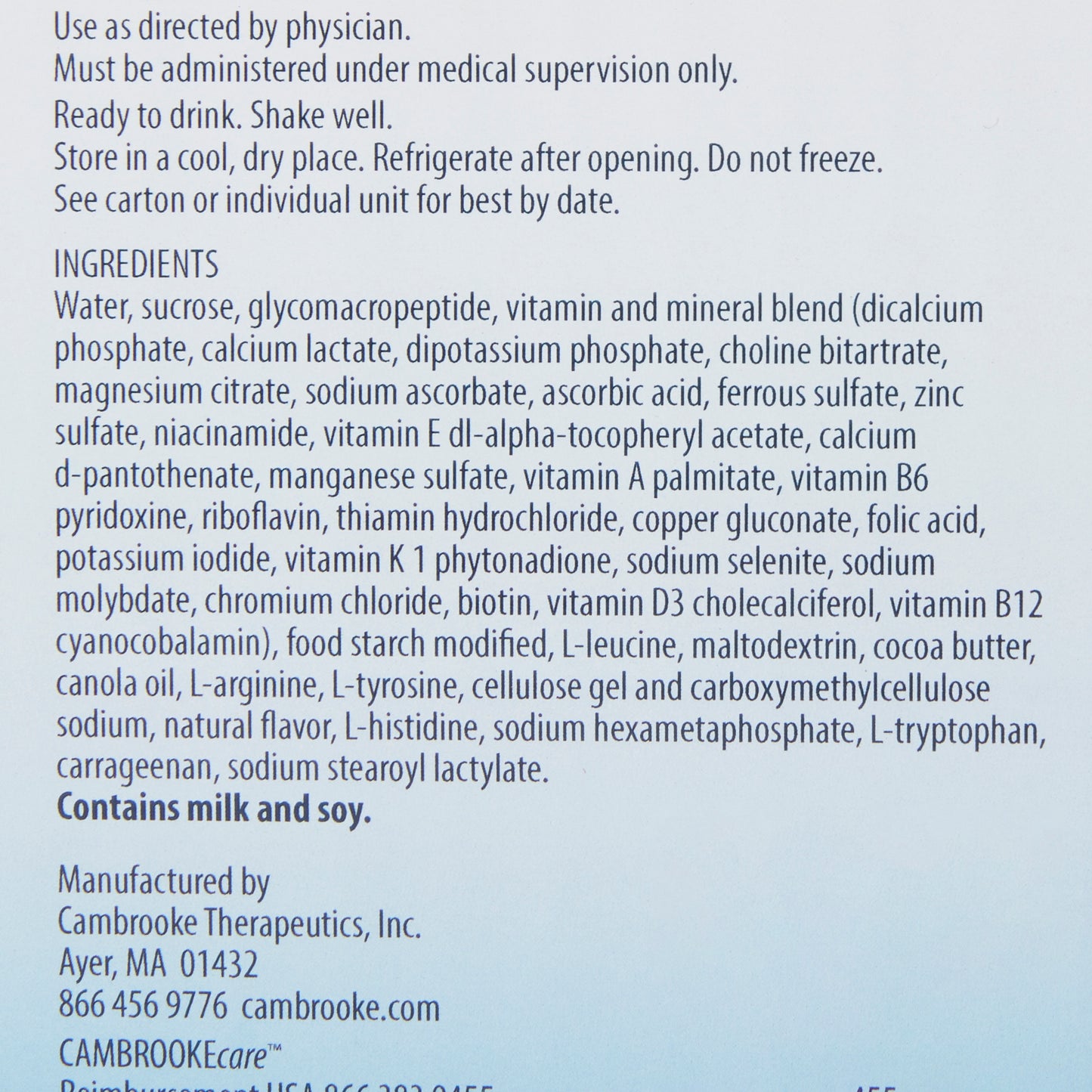 SUPPLEMENT, ORAL GLYTACTIN RTDORIG 15GM 8.3OZ (30/CS)