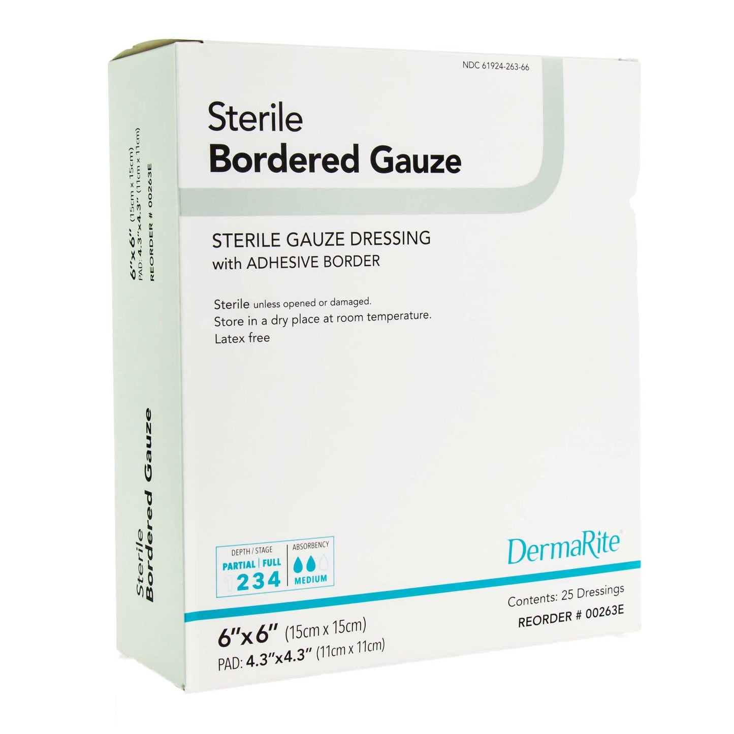 GAUZE, BORDERED STR 6"X6" (25/BX)