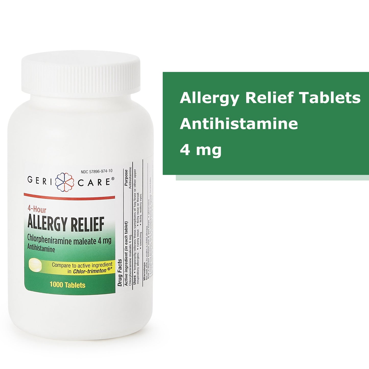 CHLORPHENIRAMINE MALEATE, TAB 4MG (1000/BT 12BT/CS)