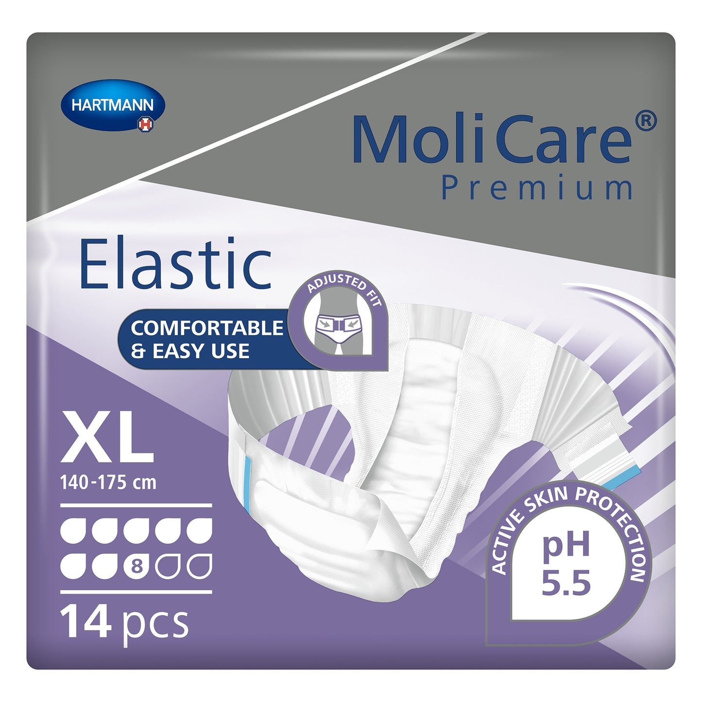 BRIEF, MOLICARE PREMIUM ELAS DISP 8D XLG (14/BG 4BG/CS)