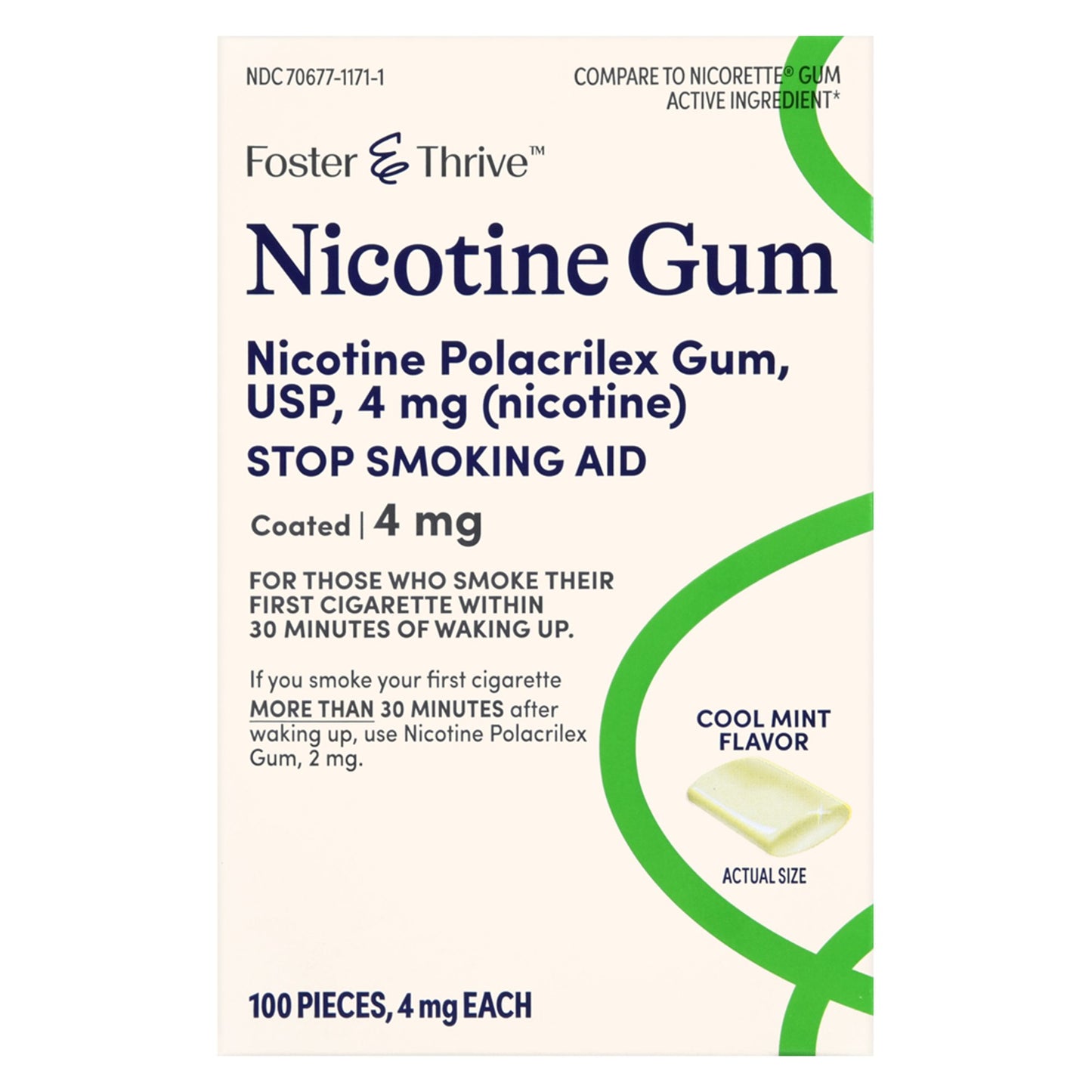 NICOTINE, GUM FT MINT 4MG (100/BX)