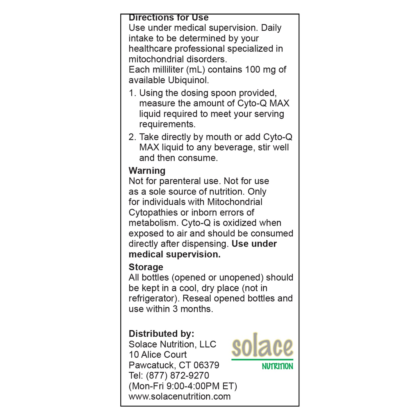 CYTO Q MAX, SUPPLEMENT UNFLAVORED 170ML (1/BT)