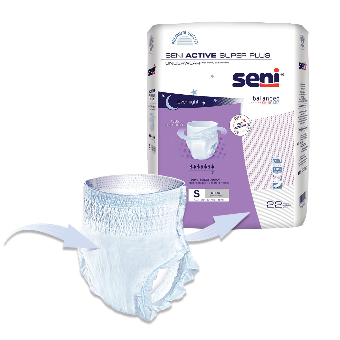 UNDERWEAR, INCONT ACTIVE SUPER+ SM 22"-33" (22/PK 4PK/CS)