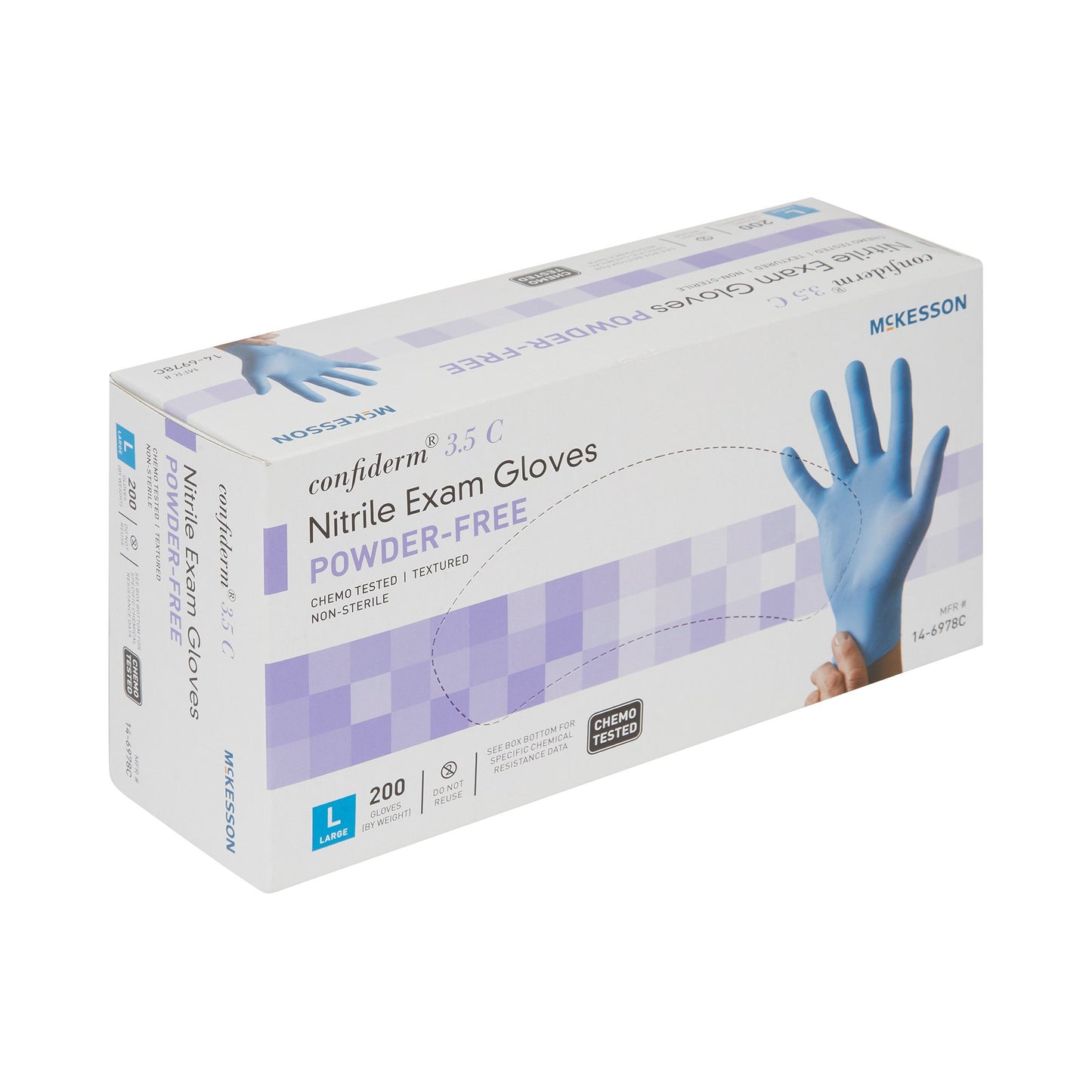 GLOVE, EXAM NTRL LG N/S CHEMO 3.5C (200/BX 10BX/CS)