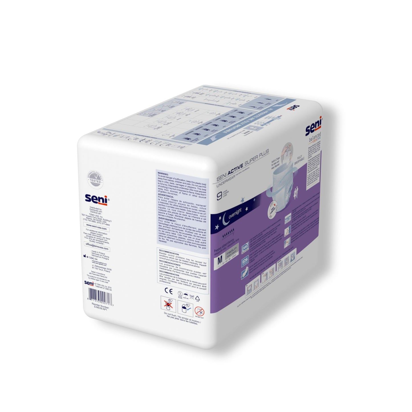 UNDERWEAR, INCONT ACTIVE SUPER+ MED 31"-43" (9/PK 4PK/CS)