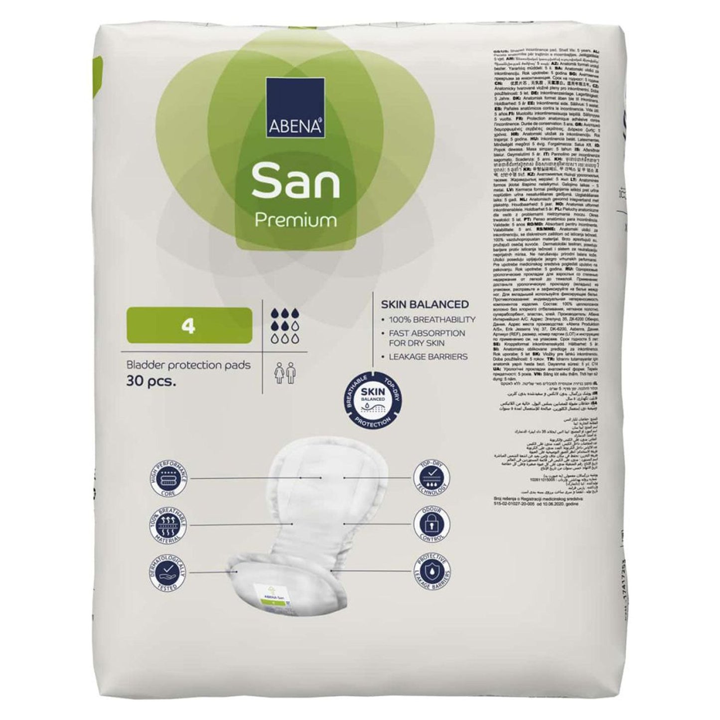 PAD, BLADDER CNTRL ABENA SANI ADLT 4 (30/PK 9PK/CS)
