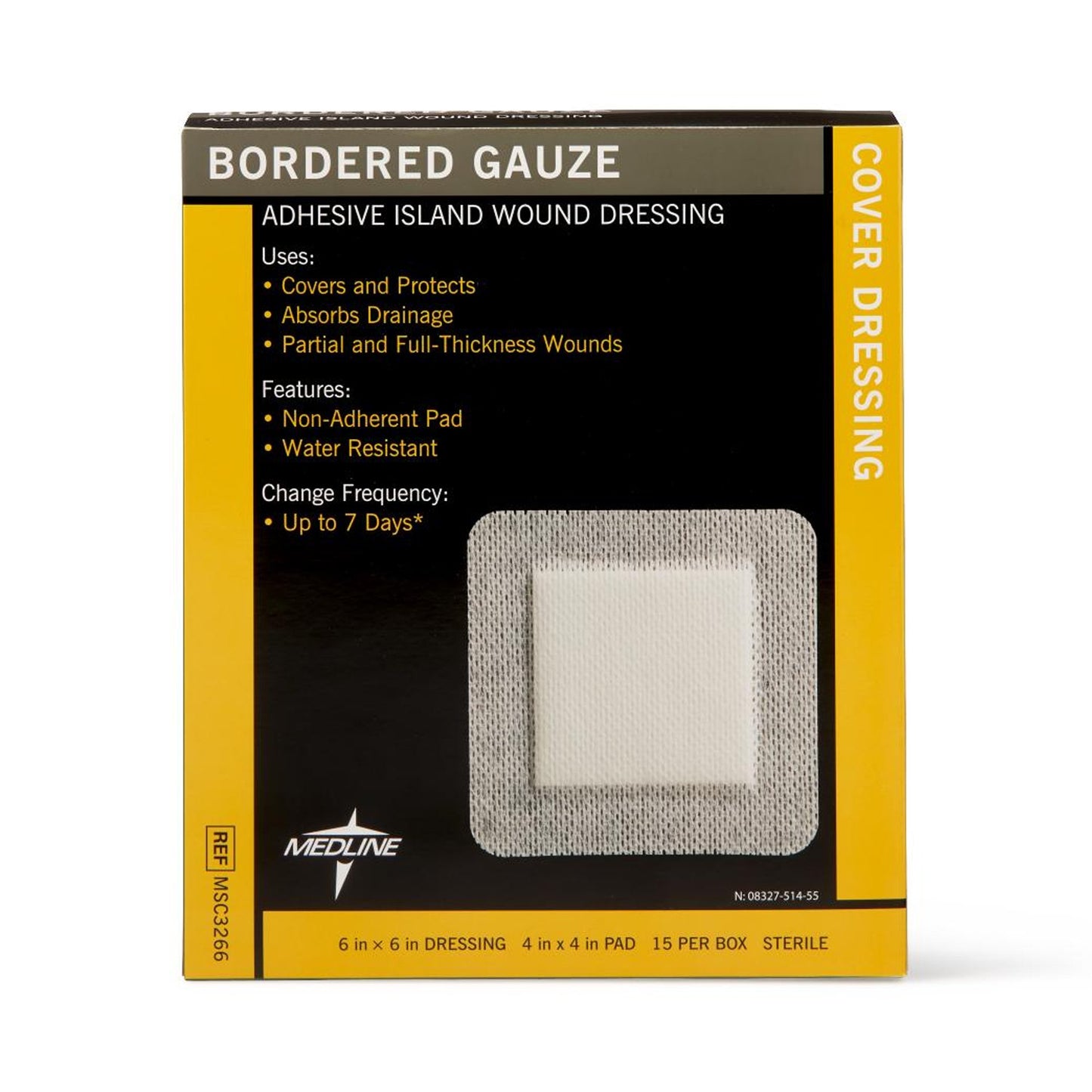 GAUZE, BORDERED STR 6"X6" (15/BX 10BX/CS)