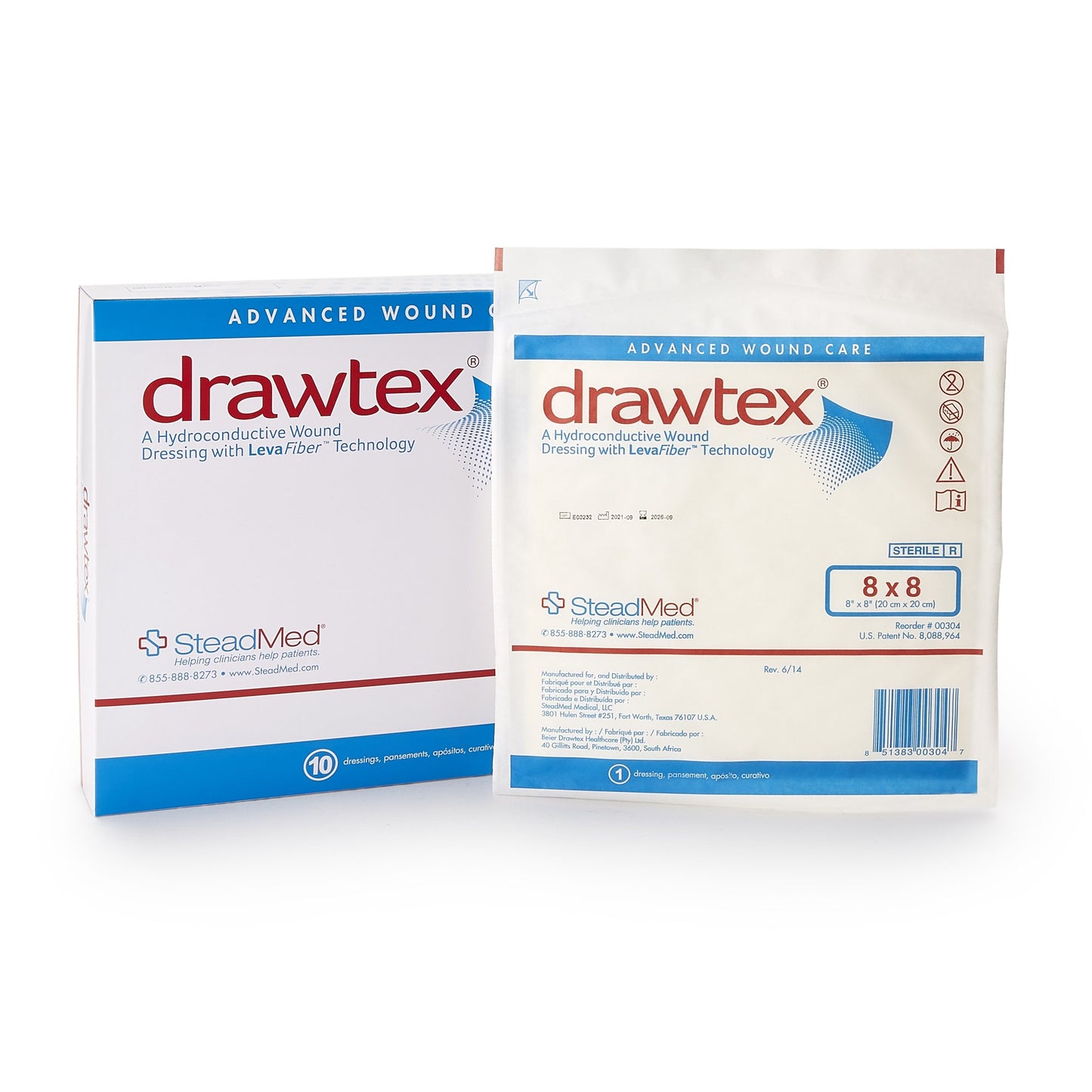 DRESSING, WND W/ LEVA FEBER 8X8 (10/BX) SWISAM
