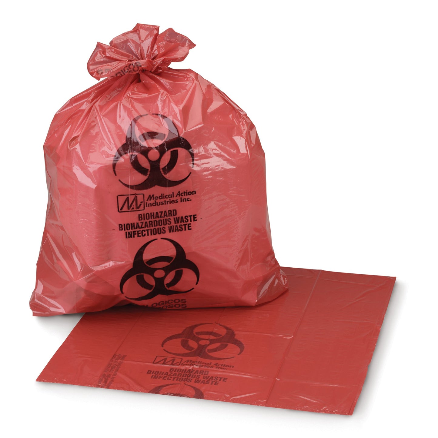 BAG, BIOHAZ SL HDPE RED STAR 24X24 1MIL (500/CS)