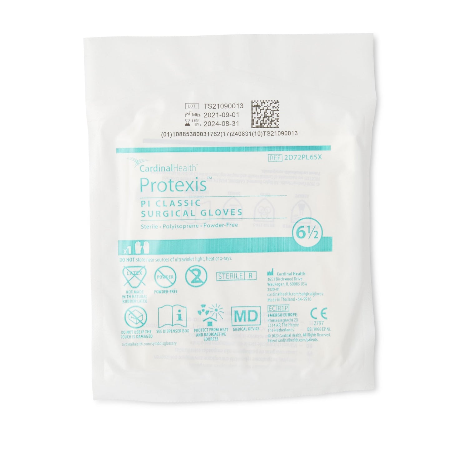GLOVE, SURG PLYISO 6.5 STR2 SMTH (50PR/BX 4BX/CS)