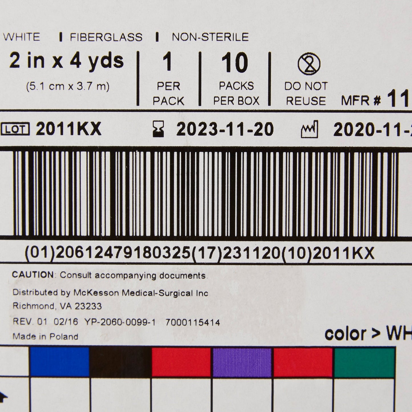TAPE, CAST WHT LF 2"X4YDS (10RL/BX)