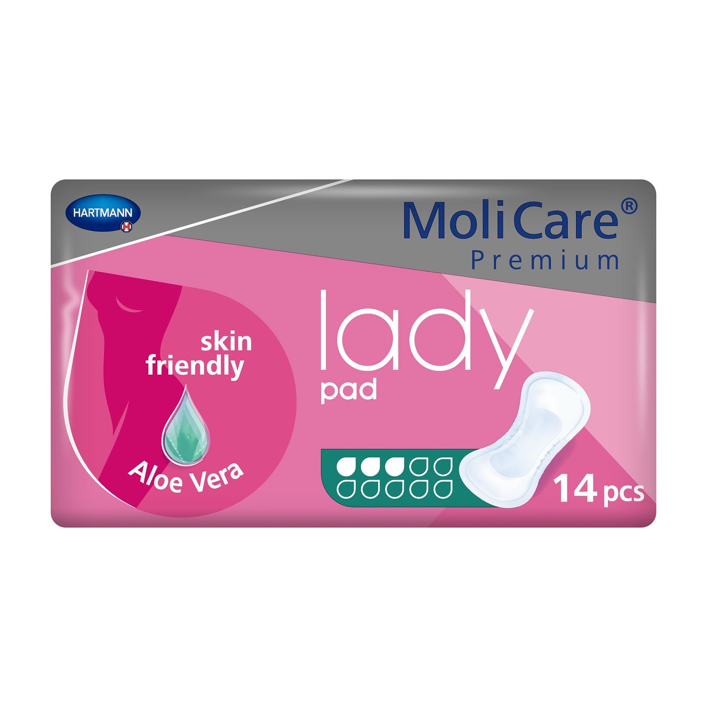 PAD, INCONT PREM LADY MOLICARE3DROPS (14/BG 12BG/CS)
