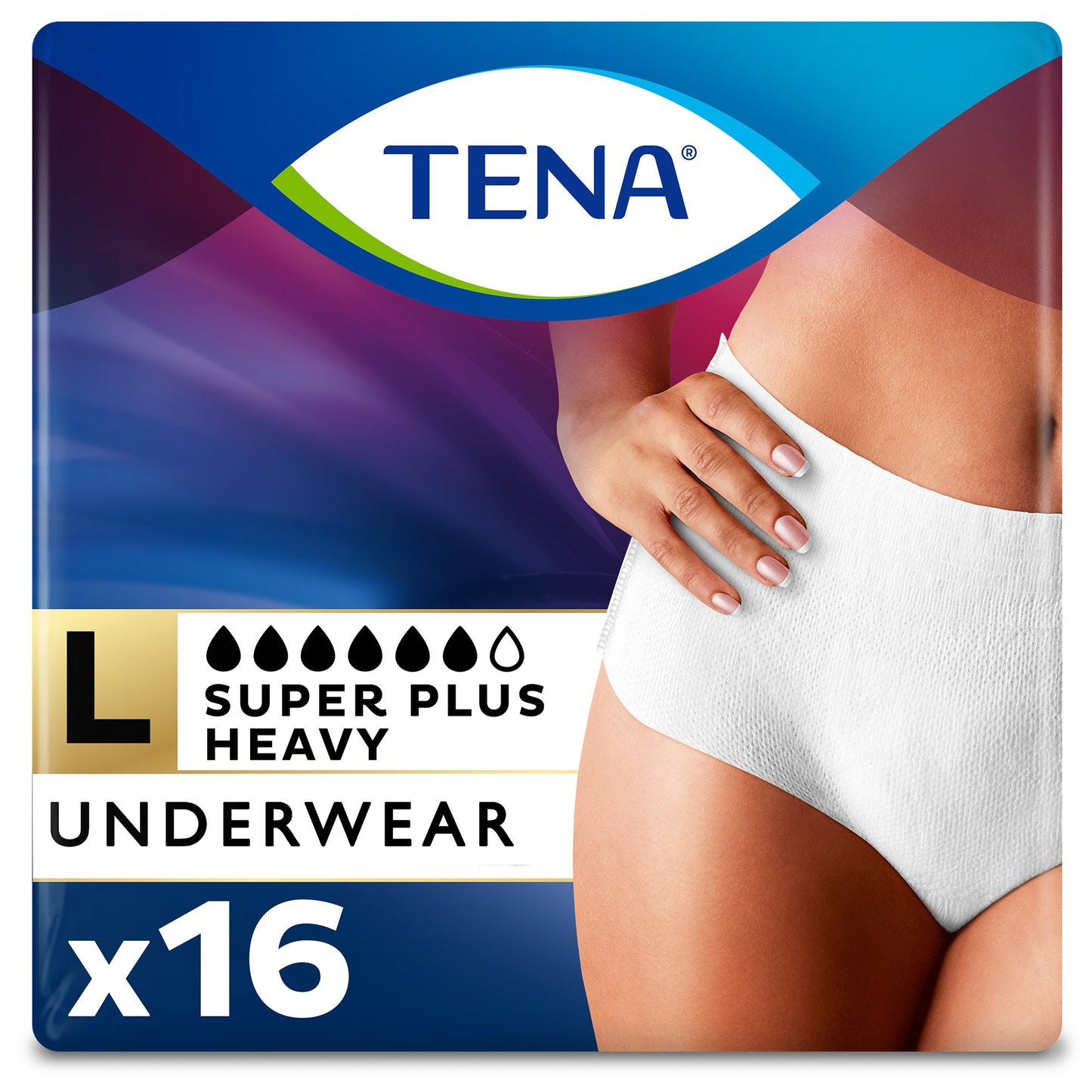 UNDERWEAR, WMN TENA LG 37-50 (16/BG 4BG/CS) (WAS 54900)