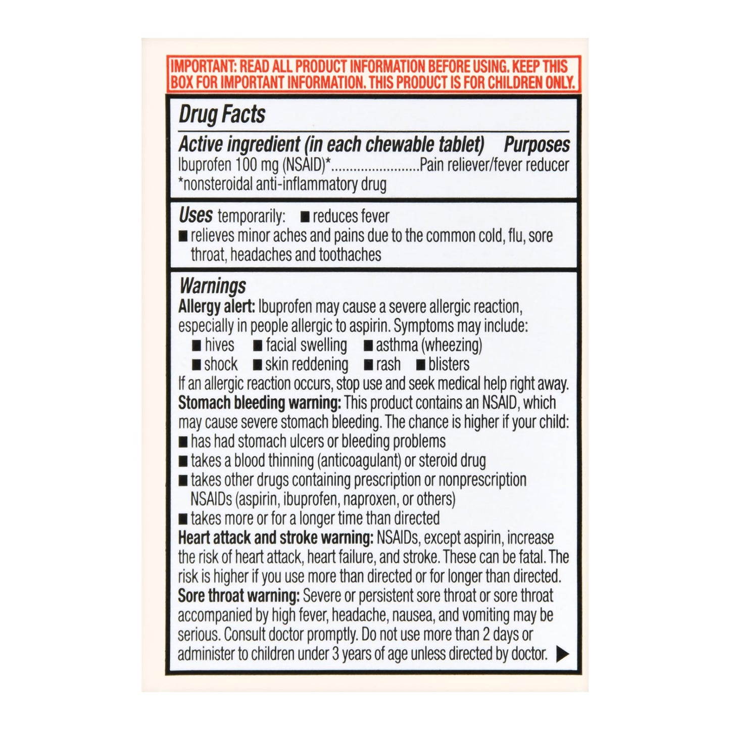 IBUPROFEN IB, TAB FT CHLD 100MG (24/BT)