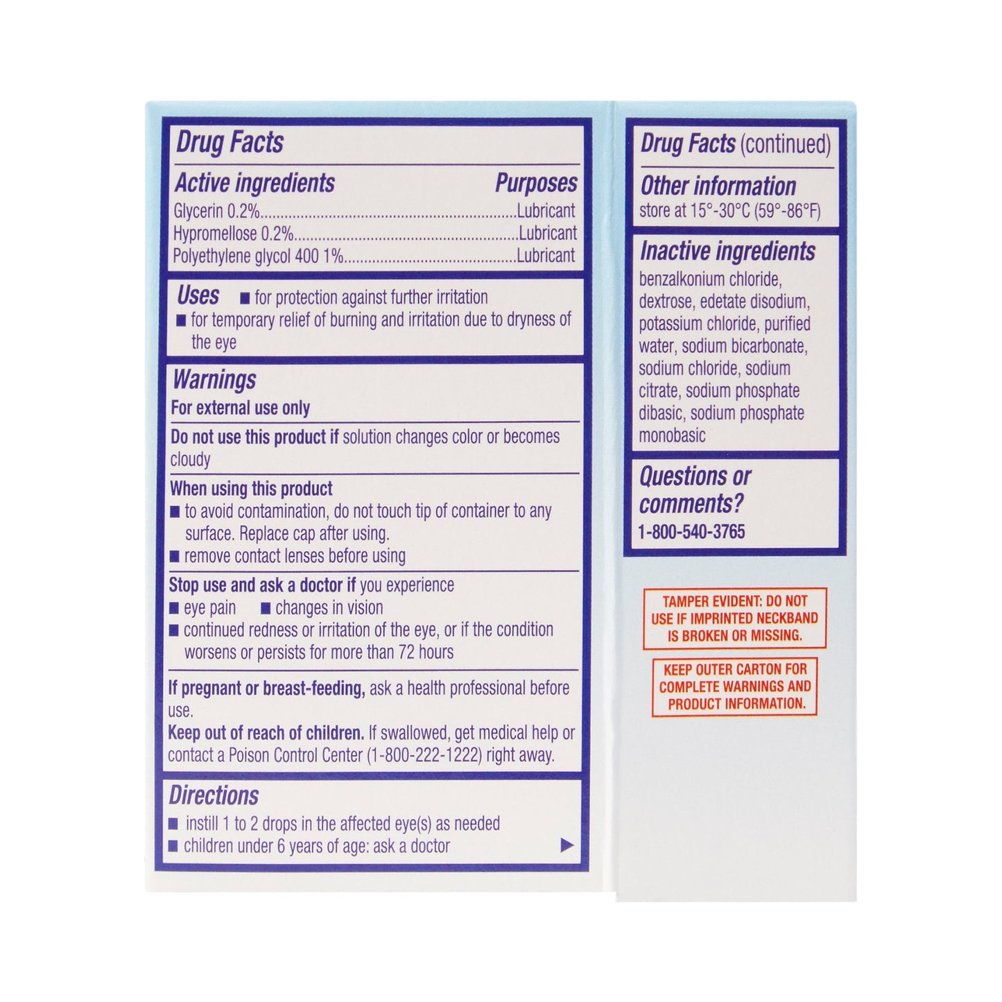 ARTIFICAL TEARS, DRP OPHTH LUBRICANT .5OZ (1/BX 24BX/CS)