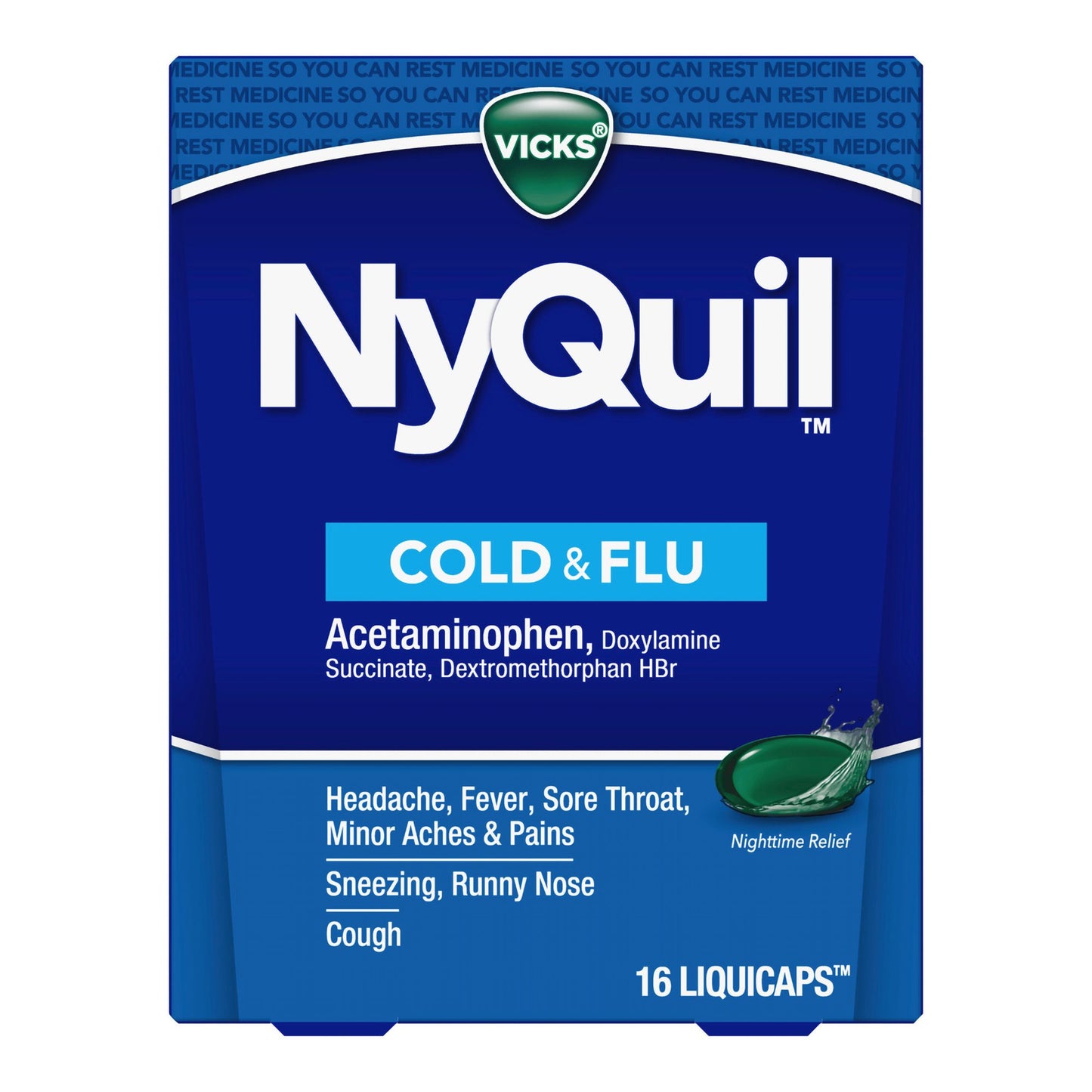 NYQUIL, LIQ CAP VICKS COLD & FLU 16OZ (16/CT)