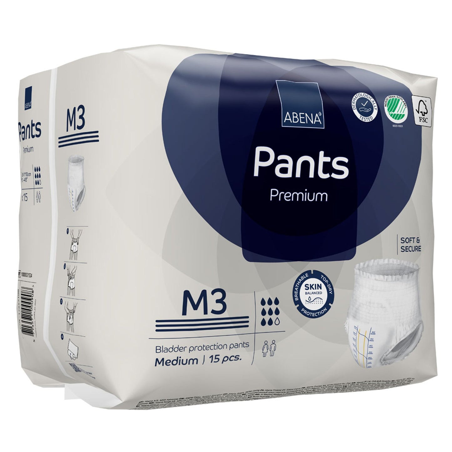 UNDERWEAR, INCONT ABENA PROT PREM M3 MED (15/PK 6PK/CS)