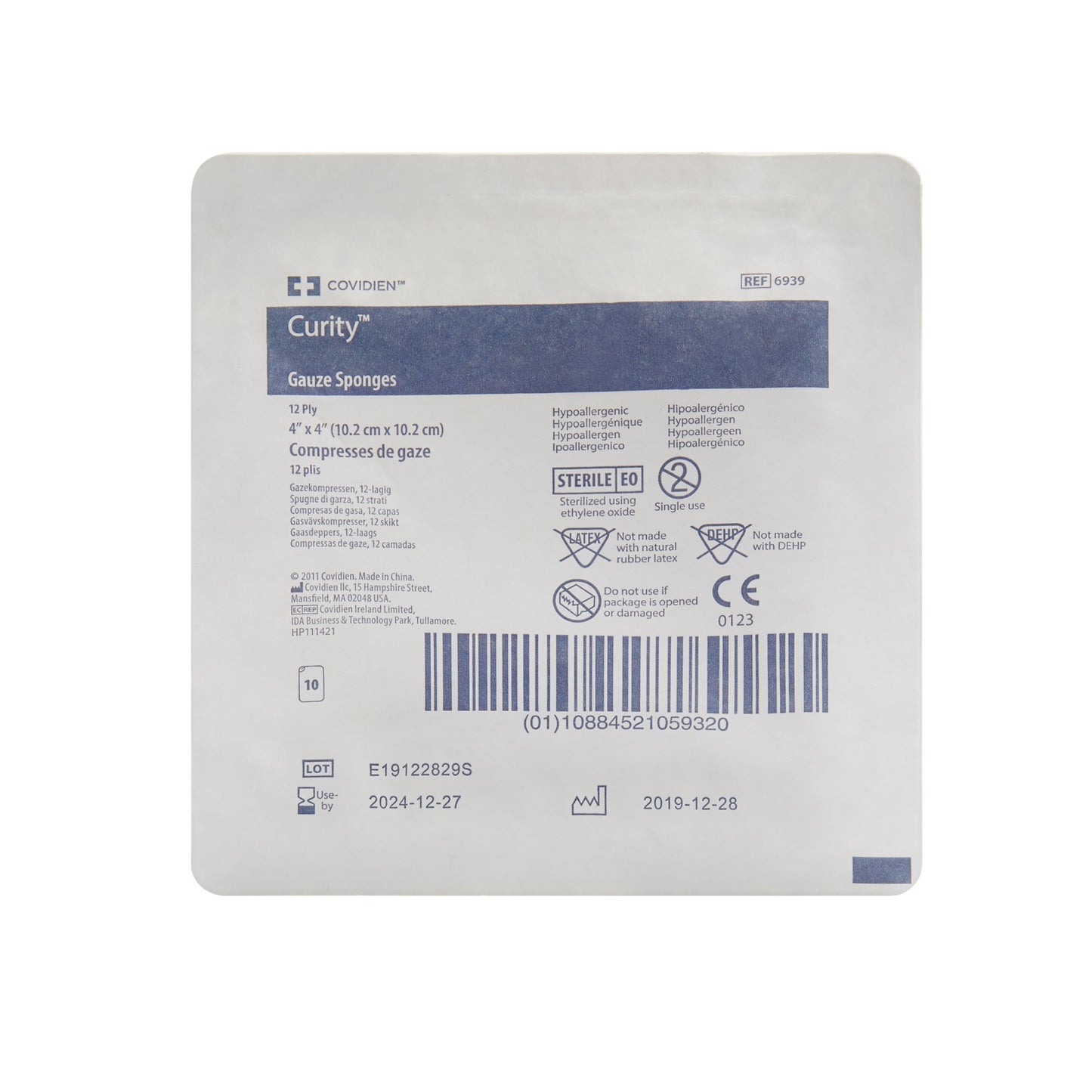 SPONGE, GAUZE 12PLY 4"X4" (10/TR 128TR/CS)