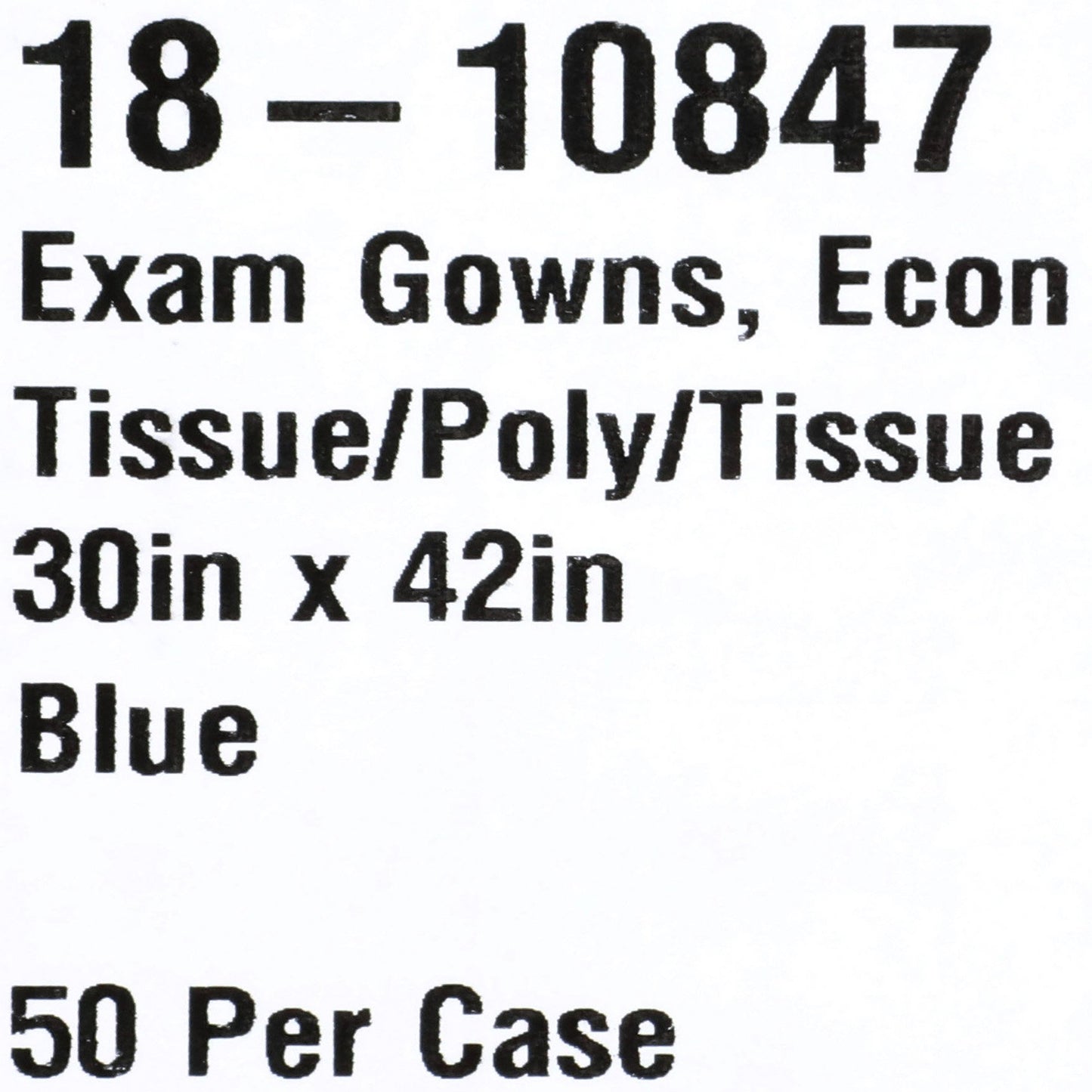 GOWN, EXAM T/P/T ECON BLU 30X42 (50/CS)
