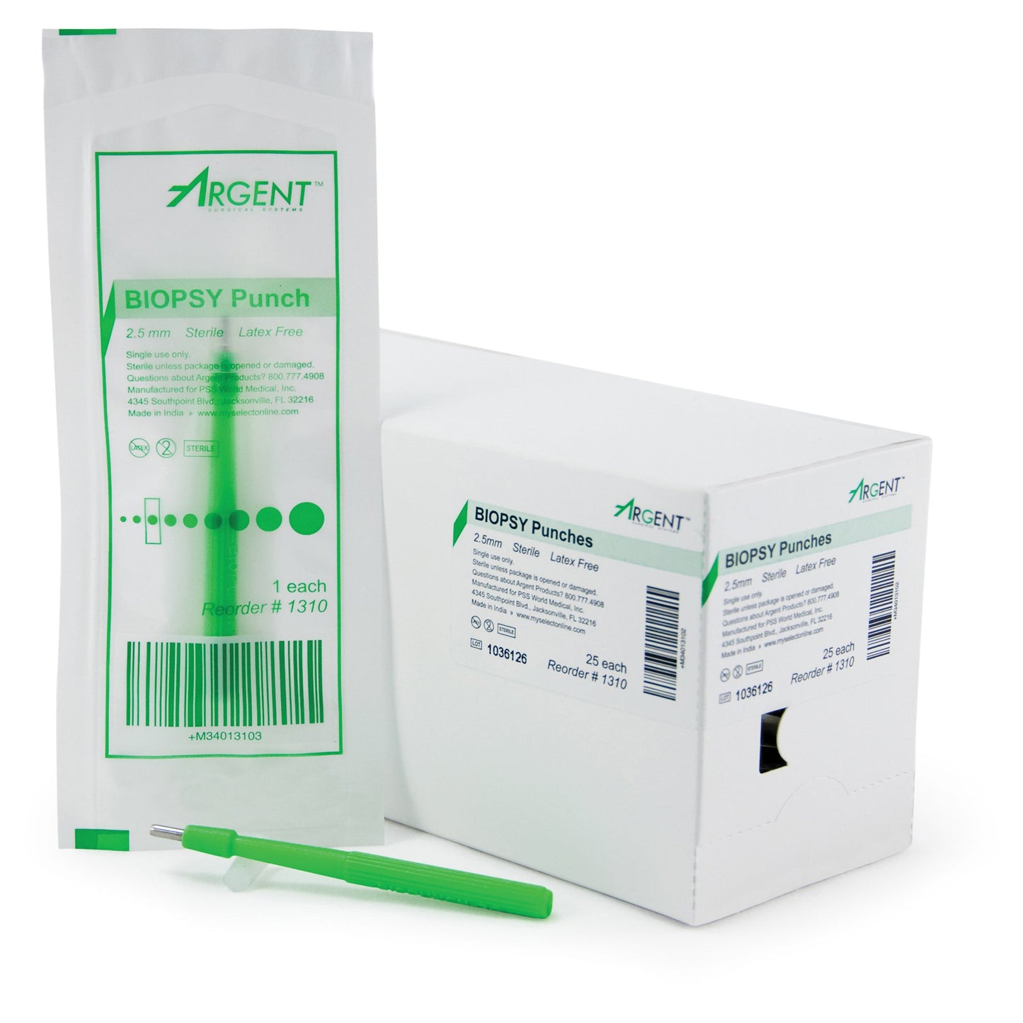 PUNCH, BIOPSY DISP STR 2.5MM (25/BX 4BX/CS)