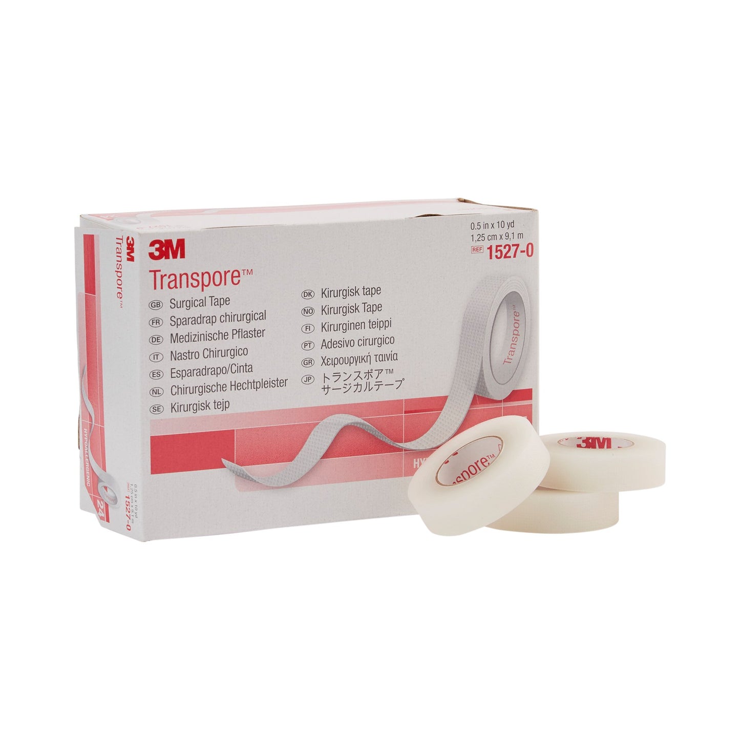 TAPE, ADHSV TRANSPORE 1/2"X10YDS (24RL/BX) 3M