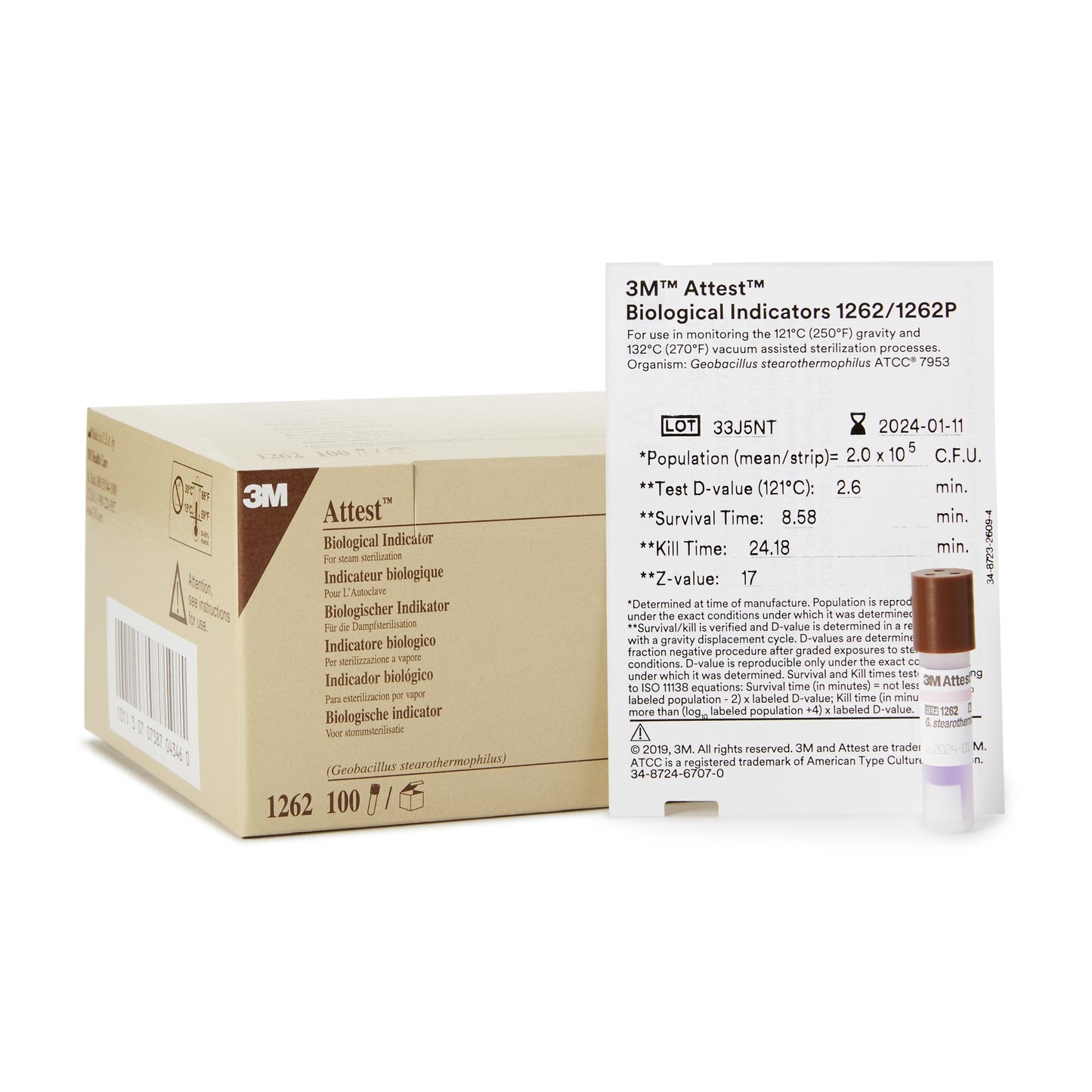 INDICATOR, BIOLOGICAL STEAM ATTEST (100/BX) 3M
