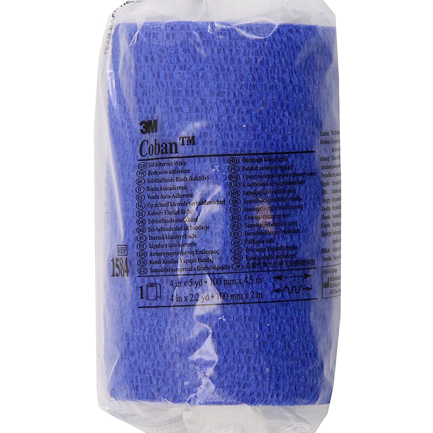 BANDAGE, COBAN ELAS BLU 4"X5YDS (18/BX) 3M