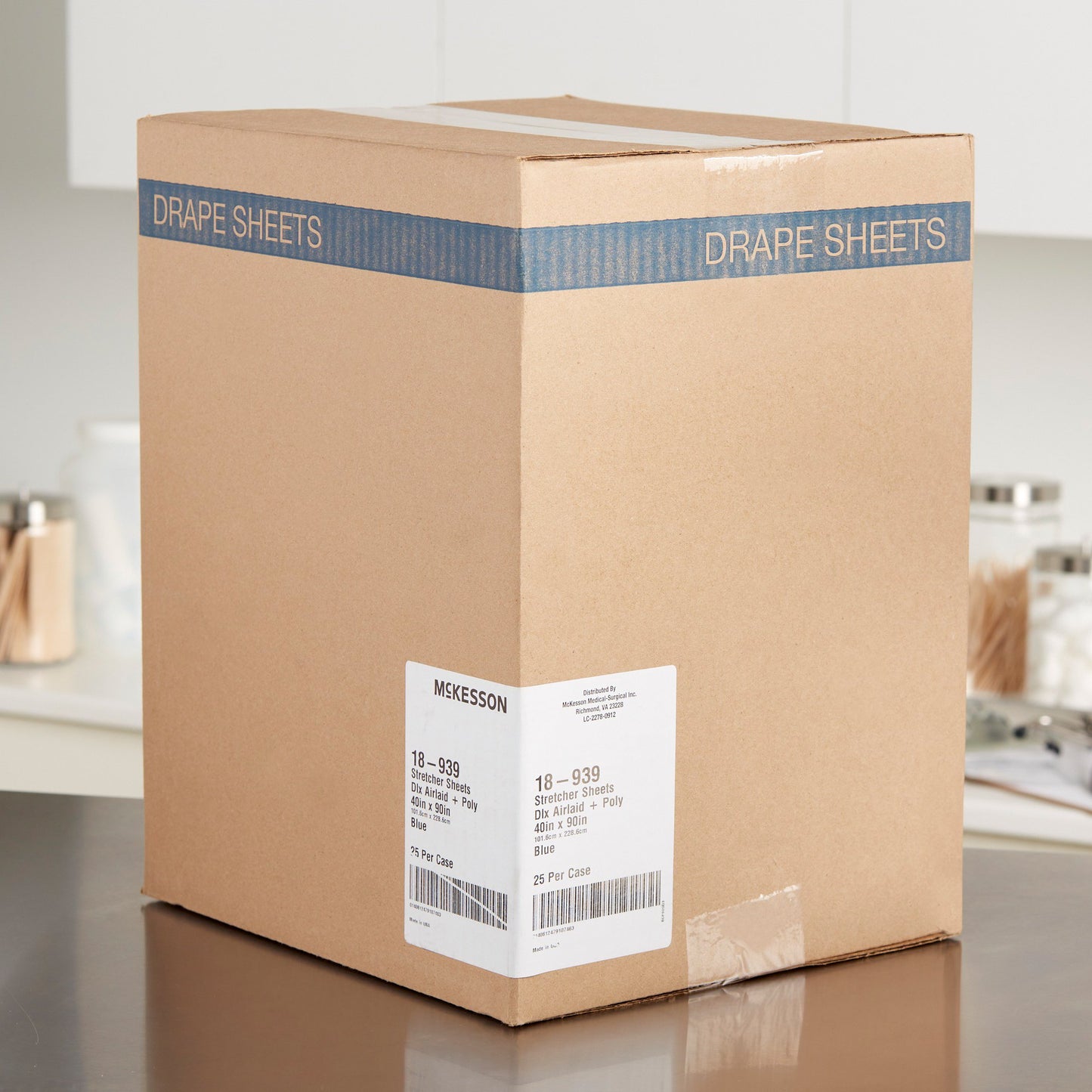 SHEET, STRETCHER AIRLAID/POLY BLU 40X90 (25/CS)
