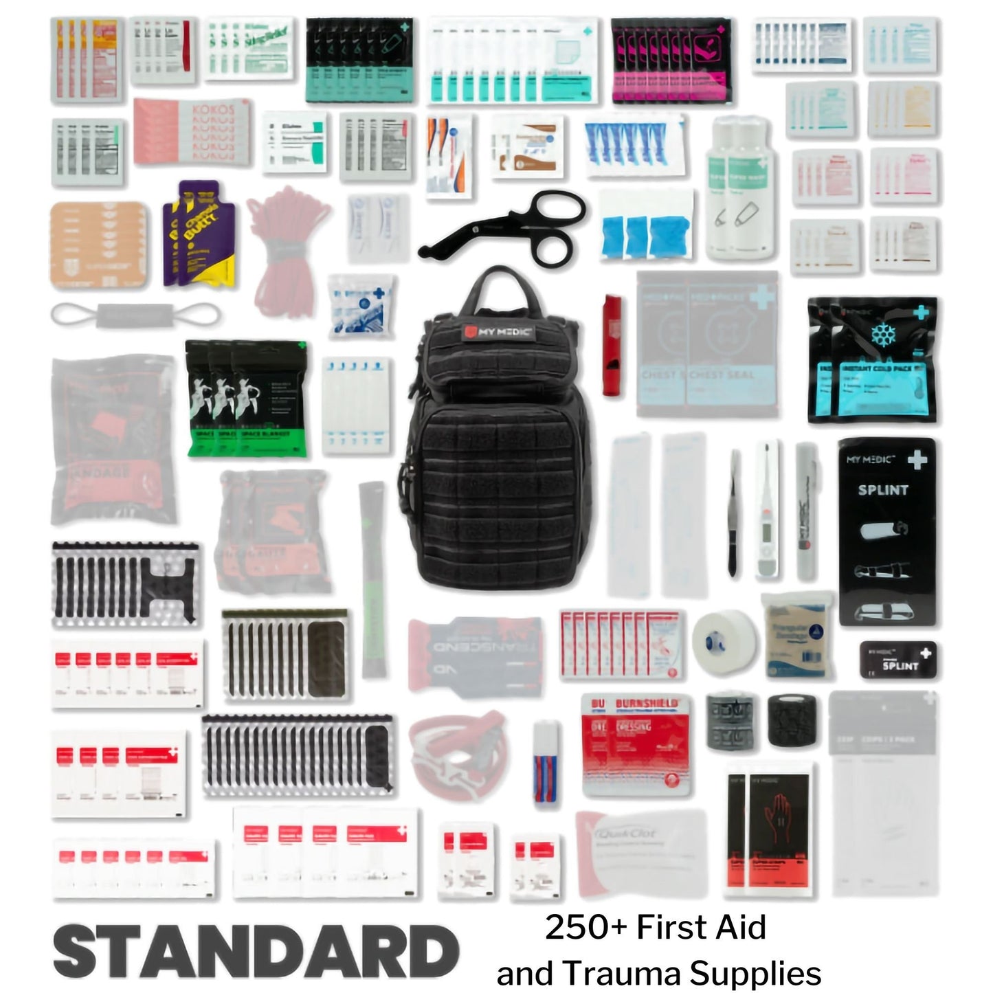 FIRST AID KIT, RECON STD 250PCNYLON BAG BLK 12.5X8.5X7.25"
