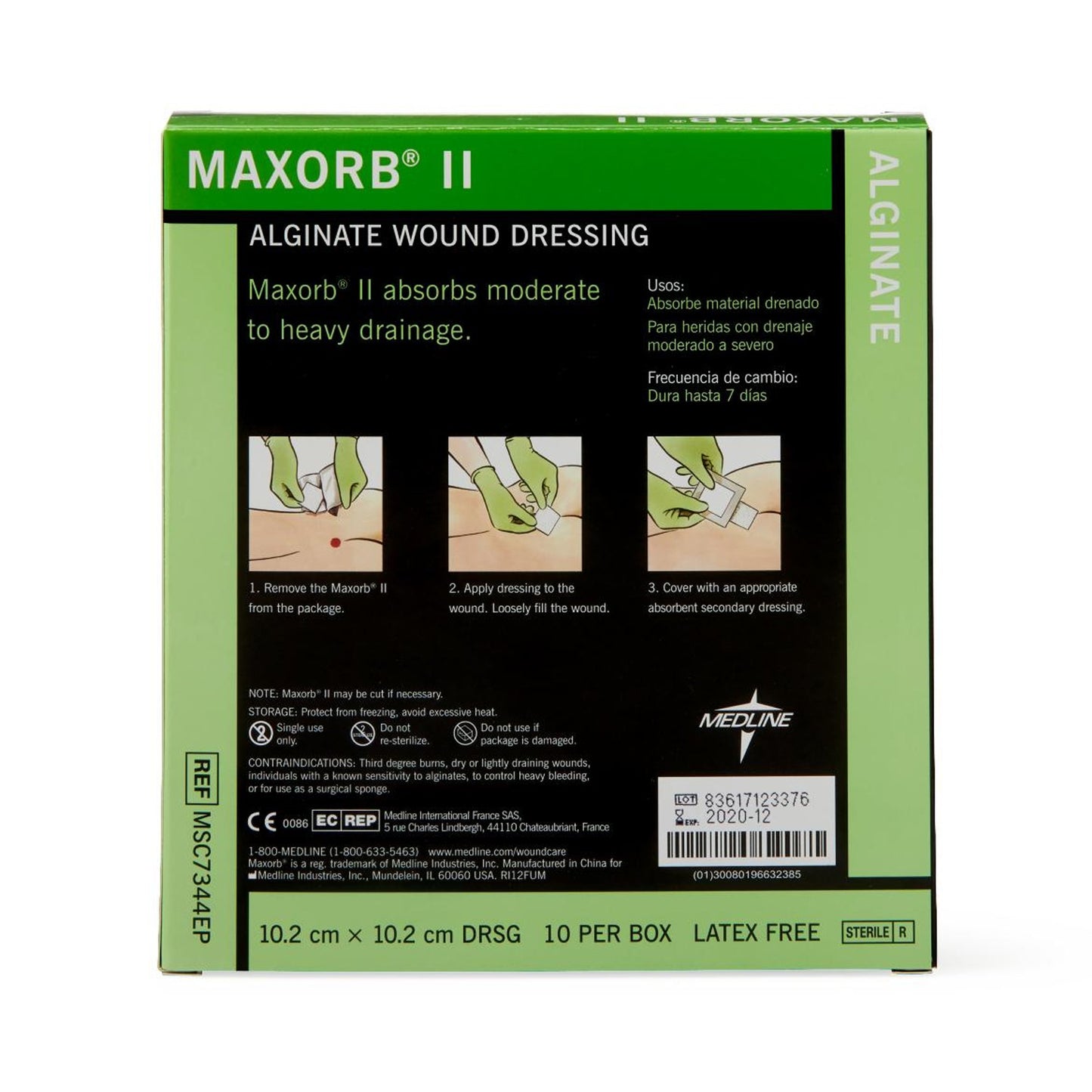 DRESSING, MAXORB II ALGINATE 4"X4" (10/BX 5BX/CS)