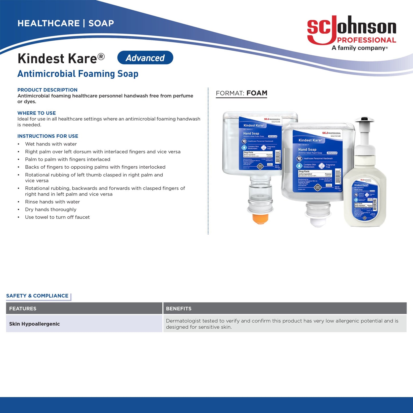 HANDWASH, KINDEST KARE ADVANCED FOAMING 1L (6/CS)