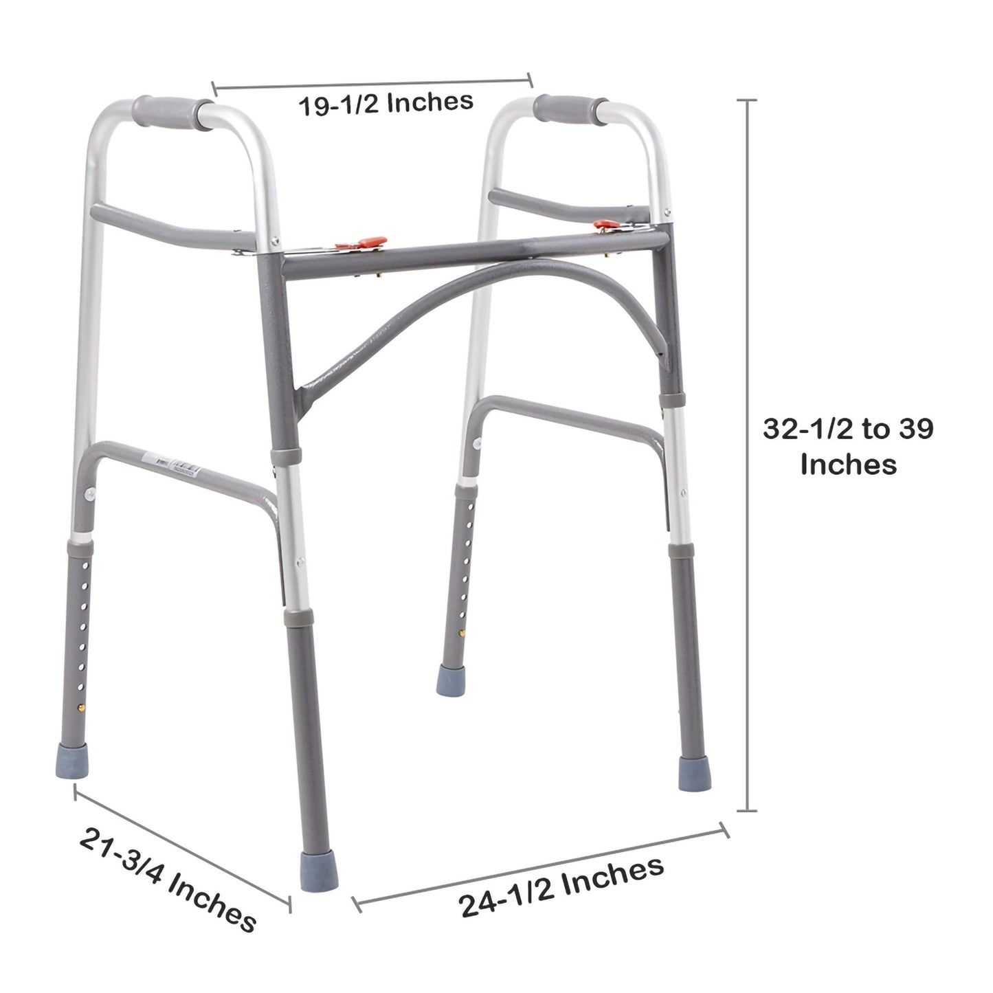 WALKER, FOLDING STEEL W/O WHEELS HVY DUTY ADLT 500LB (2/CS)