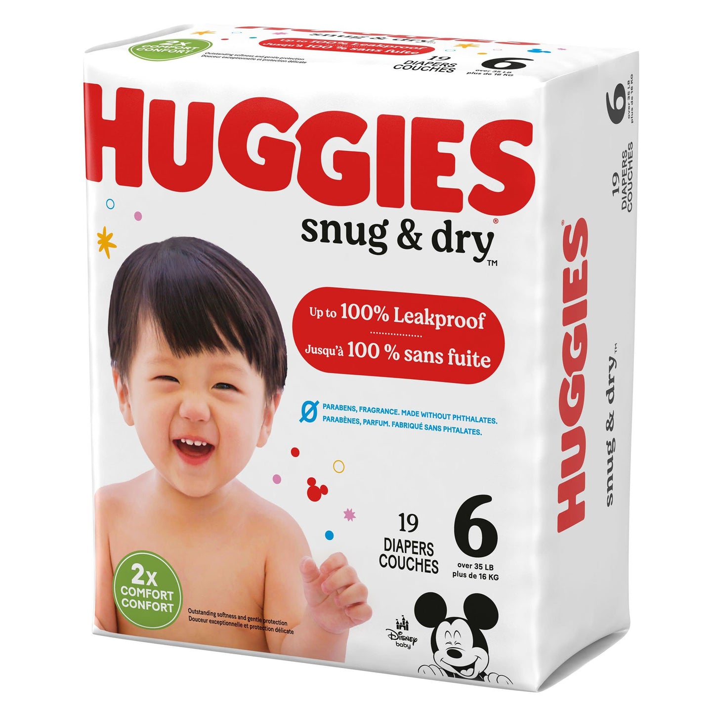 DIAPER, HUGGIES SNUG & DRY JUMBO PK SZ6 (19/PK 4PK/CS)