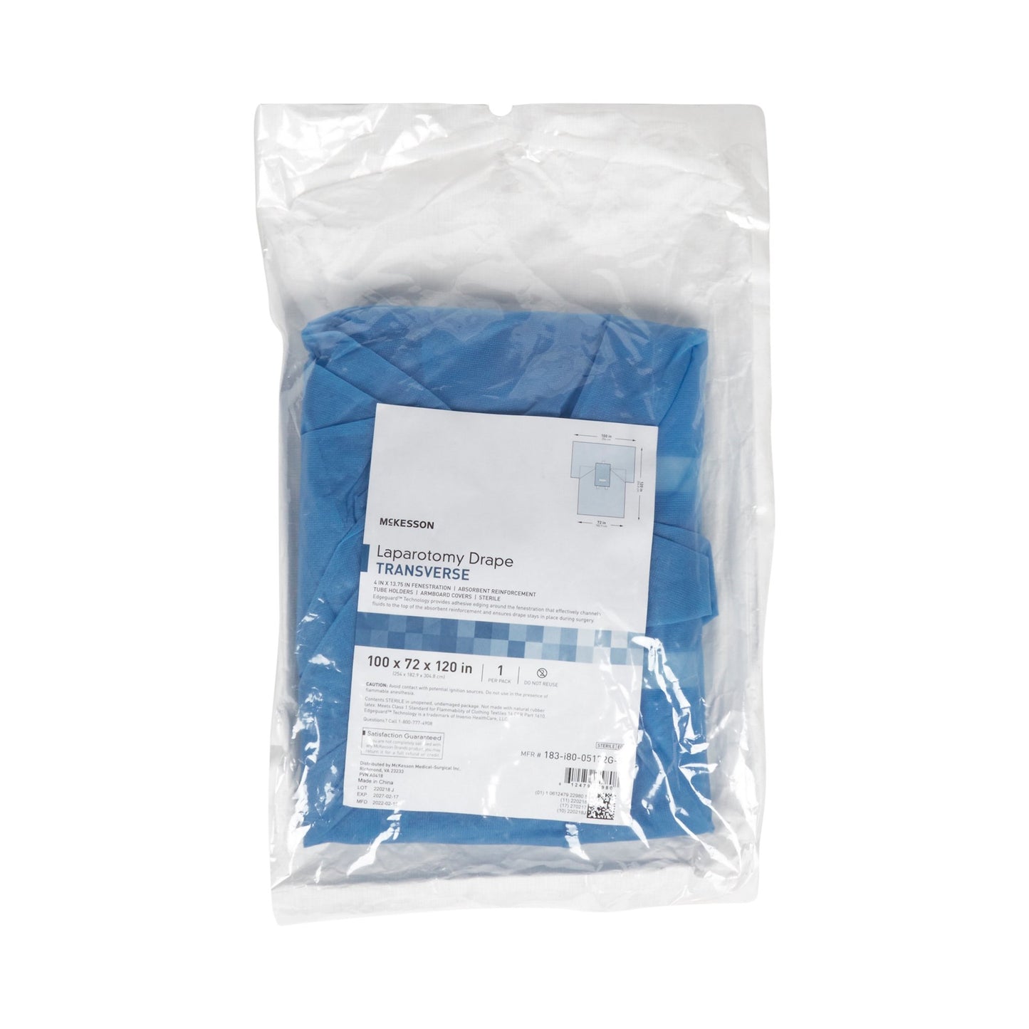 DRAPE, SURG TRANSVERSE LAPAROTOMY STR 100"X72"X120" (14/CS)