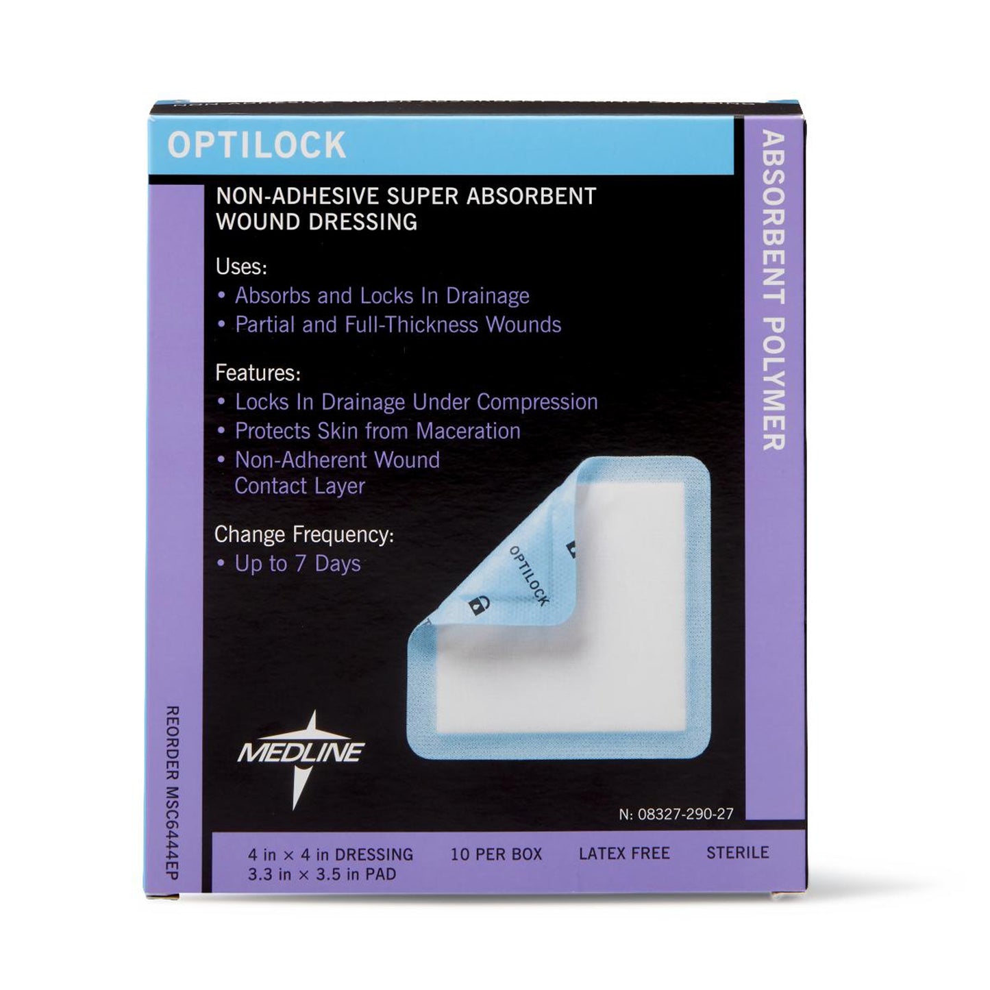 DRESSING, WND OPTILOCK N/ADH 4X4" (10/BX 10BX/CS)