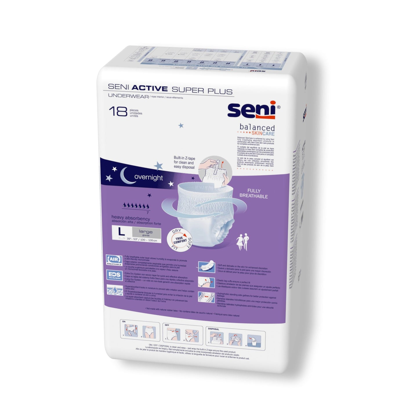 UNDERWEAR, INCONT ACTIVE SUPER+ LG 39"-53" (18/PK 4PK/CS)
