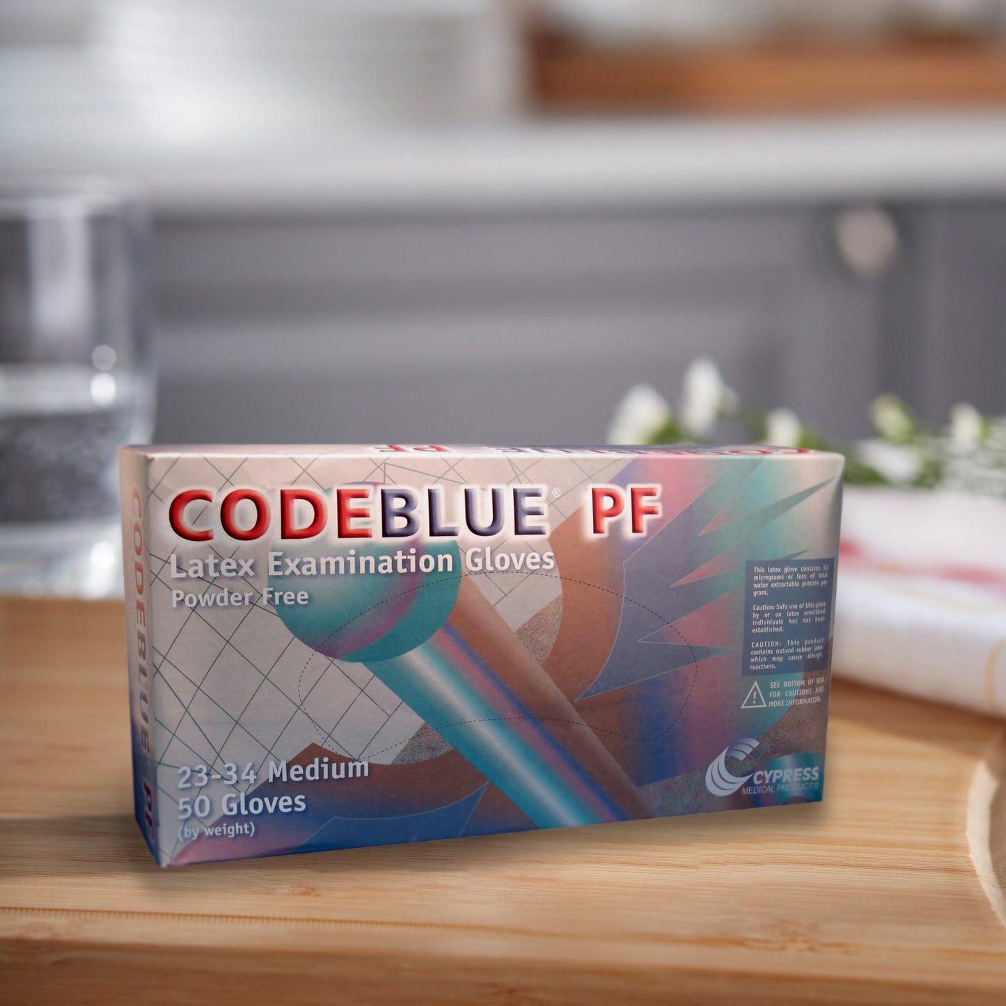 GLOVE, EXAM LTX MED N/S EXTCF CODEBLUE (50/BX 10BX/CS)