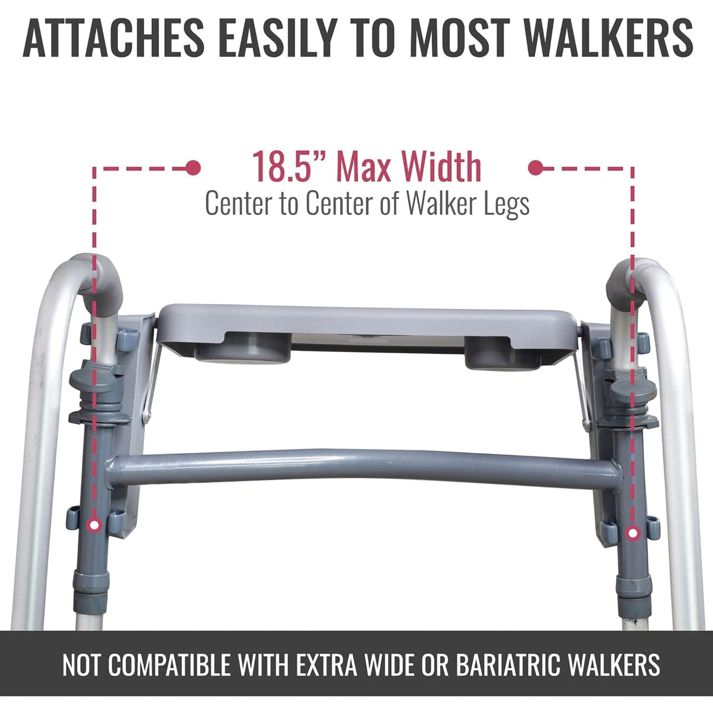 TRAY, WALKER DMI FOLDING W/CUPHOLDERS GRY