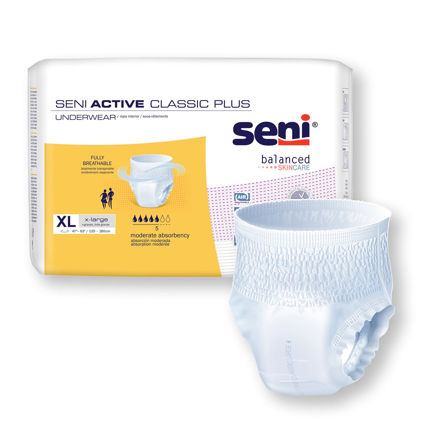 UNDERWEAR, INCONT ACTIVE CLASSIC+ XLG 47"-63" (14/PK 4PK/CS