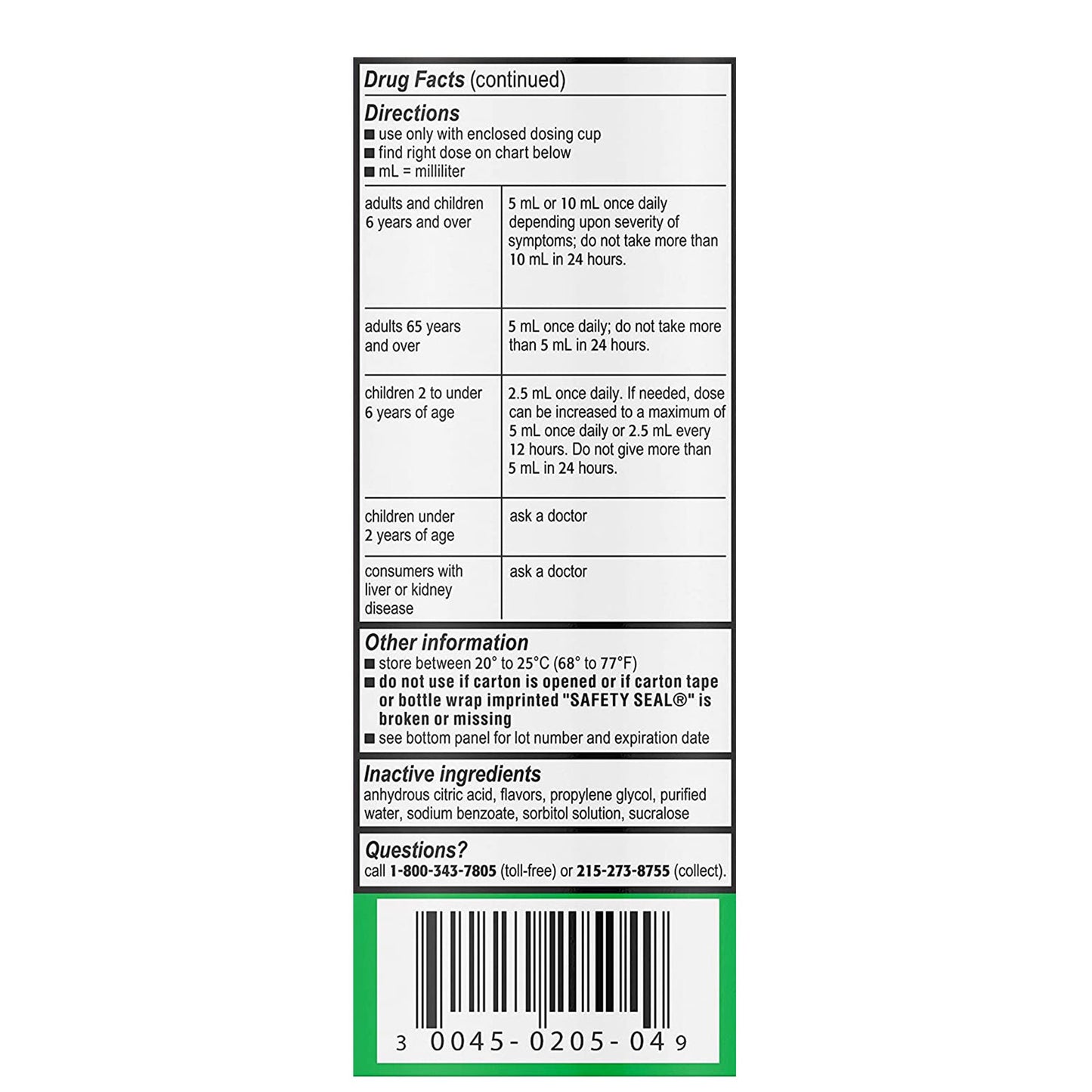 CHILDRENS ZYRTEC, SYRP 1MG/ML 4OZ