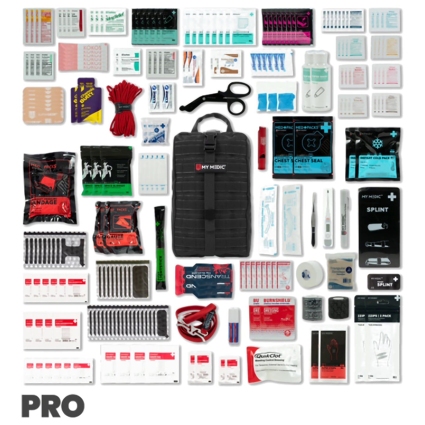 FIRST AID KIT, MYFAK LG PRO 200PC NYLON BAG BLK 14X8.75X6"