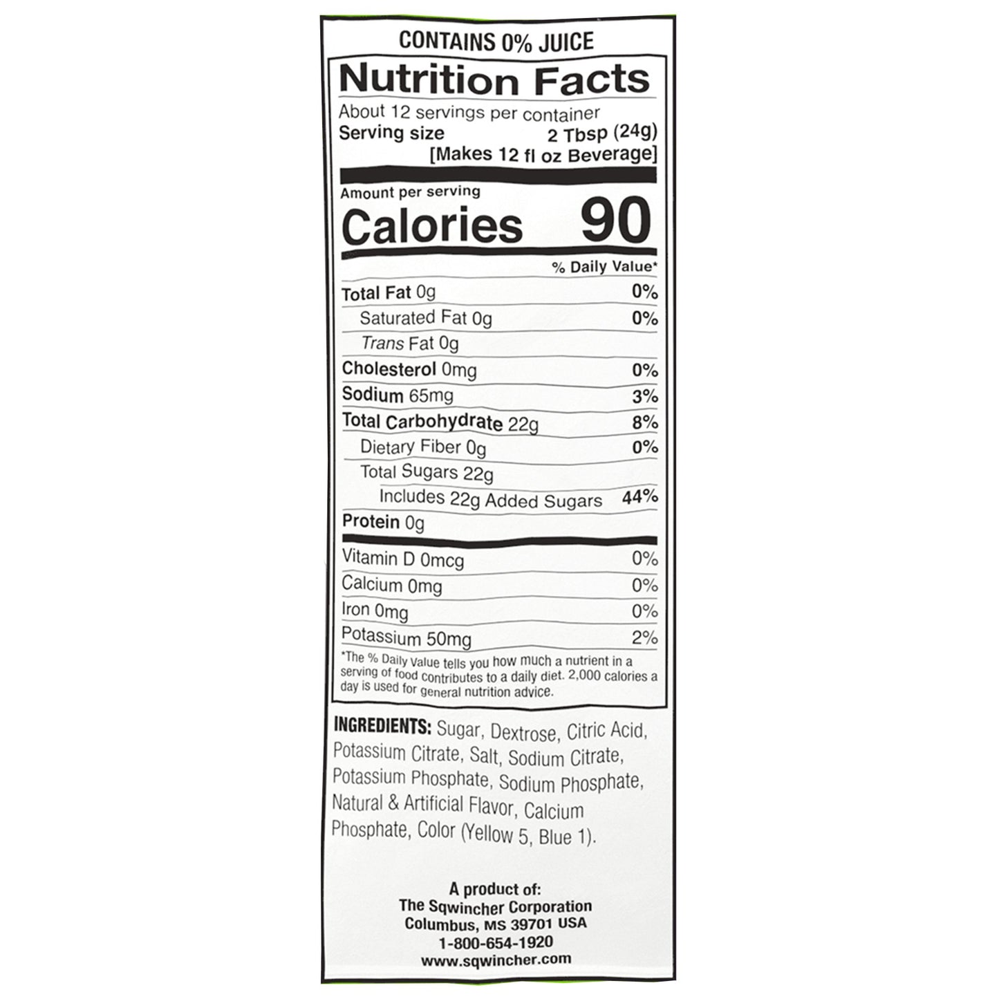 SQWINCHER, PDR MIX LMN LIME MAKES 1GL (20/BX 4BX/CS)