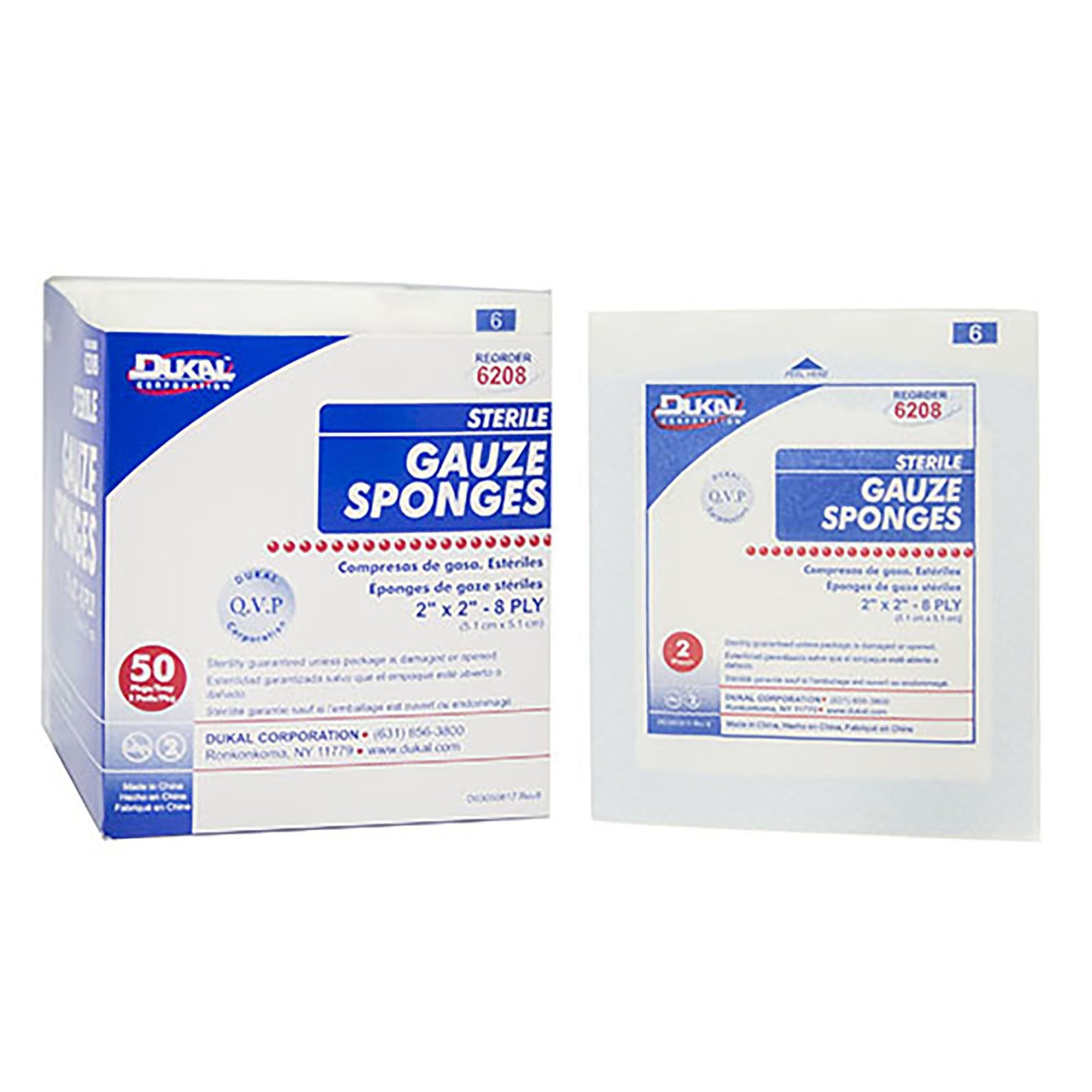 SPONGE, GAUZE 8PLY STR 2"X2" (100/BX 30BX/CS)