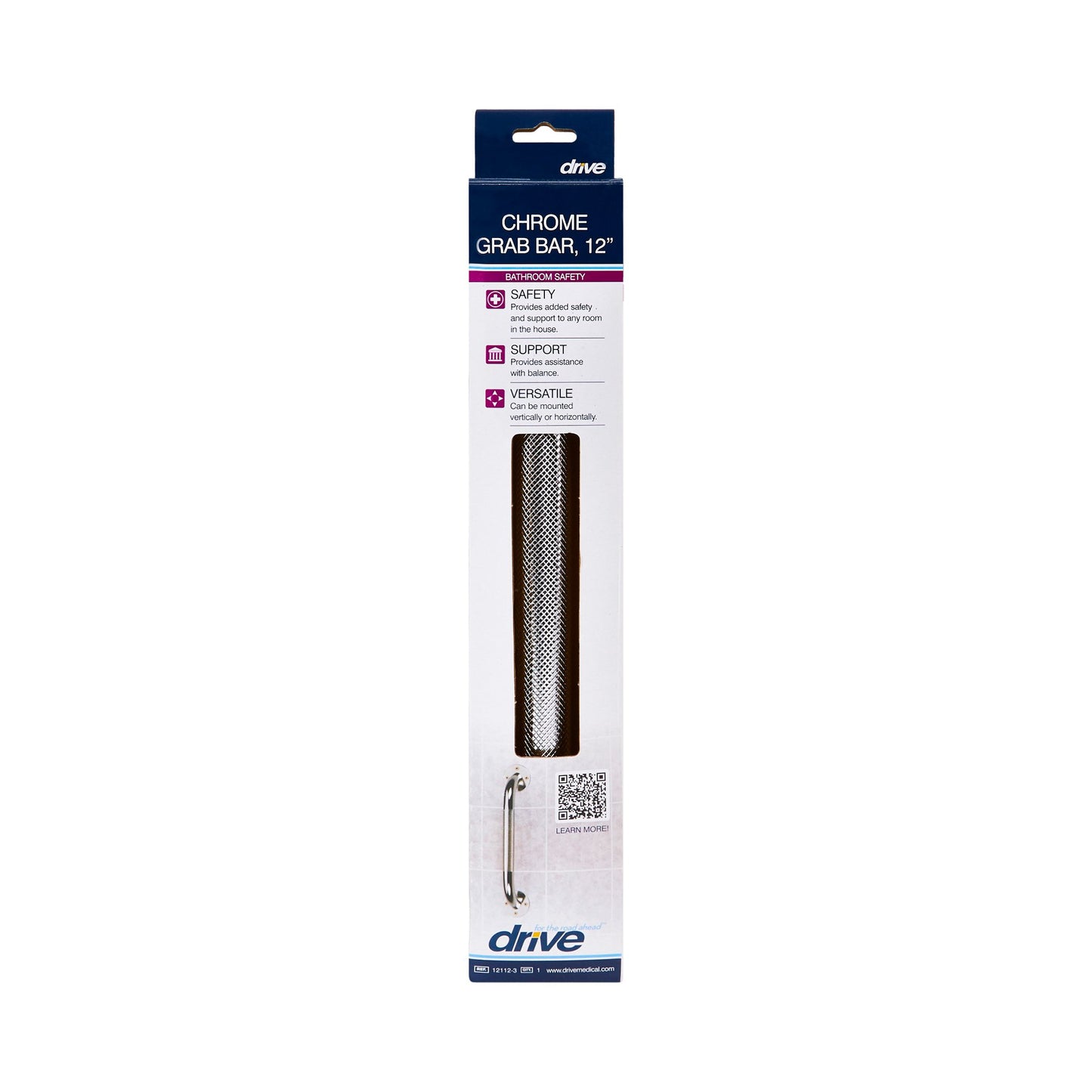 BAR, GRAB KNURLED 12" CHROME (3/BX)
