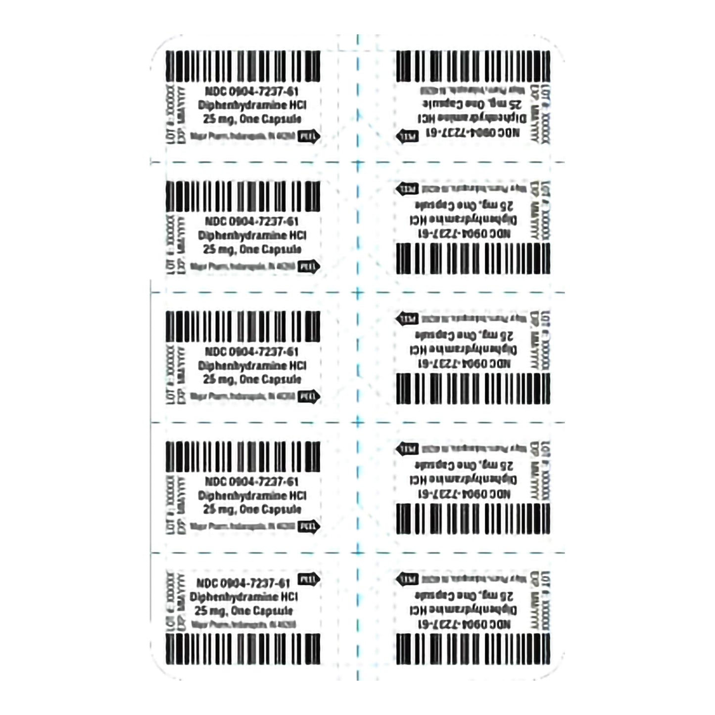 DIPHENHYDRAMINE HCL, CAP 25MG UD (100/BX)
