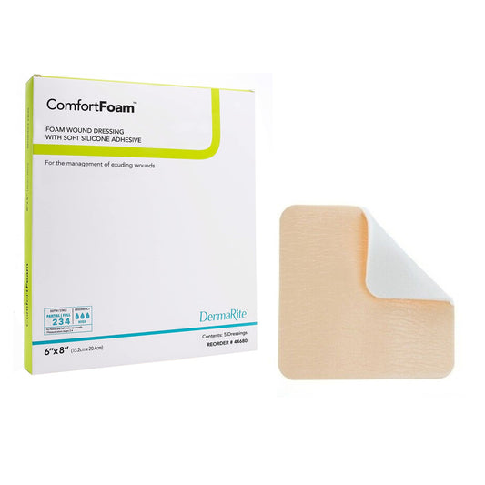 DRESSING, WOUND CMFRT FM SIL ADH W/O BORDER 6"X8" (5/BX)