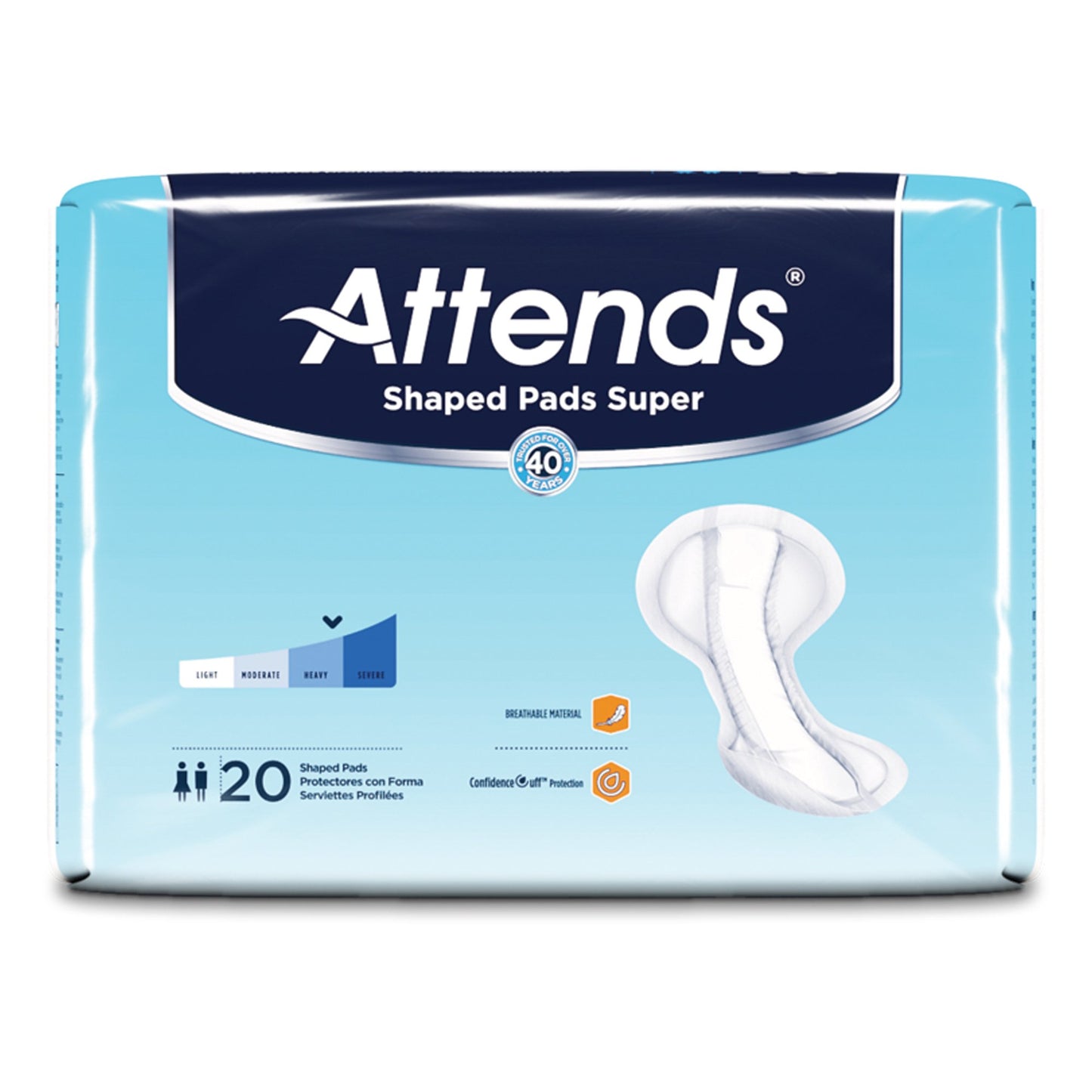 PAD, ATTENDS SUPER SHAPED (20/PK 4PK/CS)